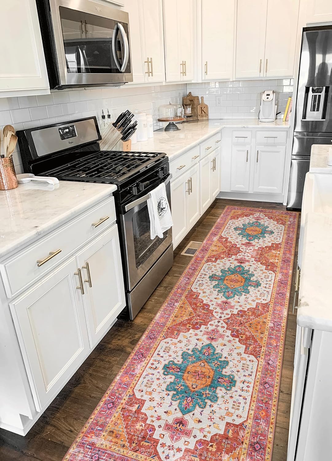 Moynesa UltraThin Washable Runner Rug 2'6" x 10' Pink Long Hallway