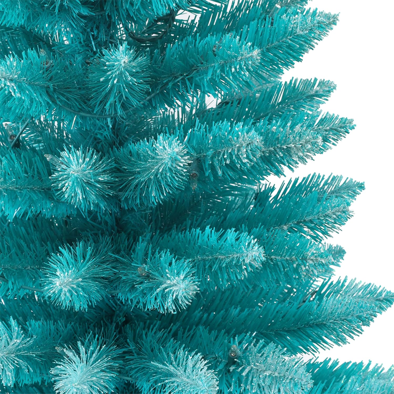 3 ft Pre-lit Fashion Teal Tree, 97 Tips, 50 UL Clear Incandescent Lights, Burlap Base