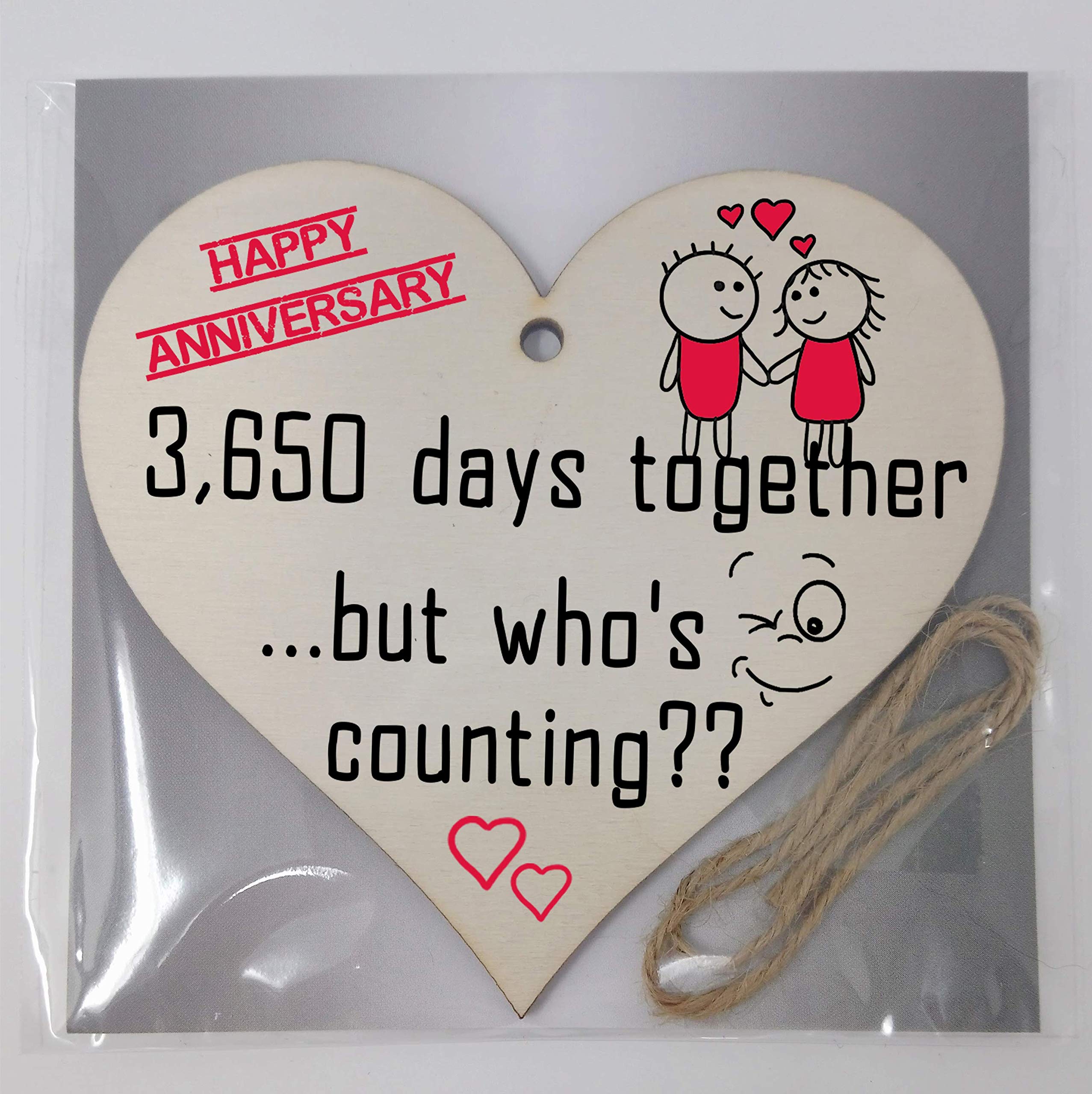 Handmade Wooden Hanging Heart Plaque Gift to Celebrate 10th Wedding Anniversary Husband Wife Someone Special Keepsake - Image 4