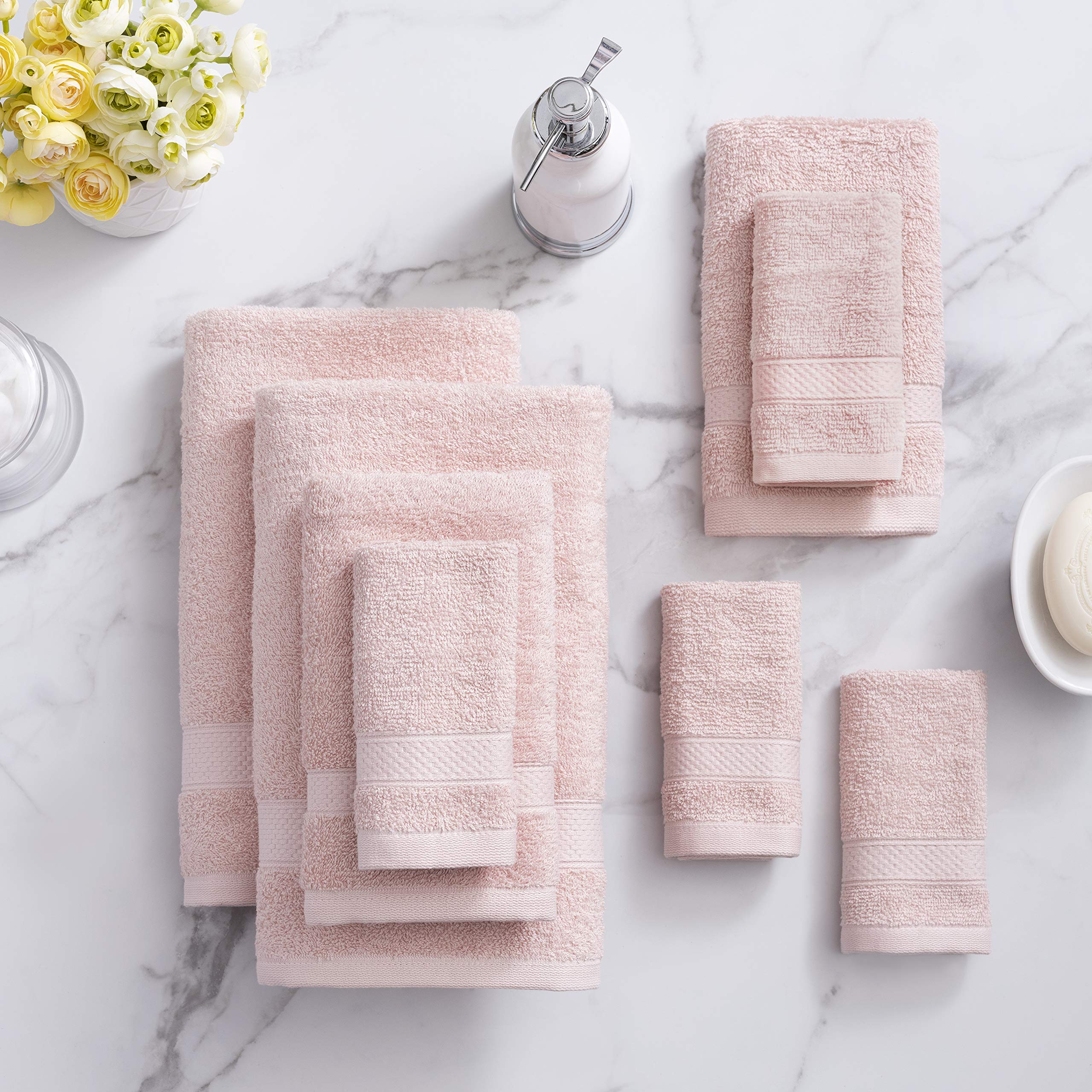 BLOOM BLENDS Lot de 10 serviettes super douces - 100 % coton absorbants - 550 g/m² - 2 serviettes de bain, 2 mains, 4 visage, 2 serviettes de toilette de luxe et à séchage rapide (blanc, 4