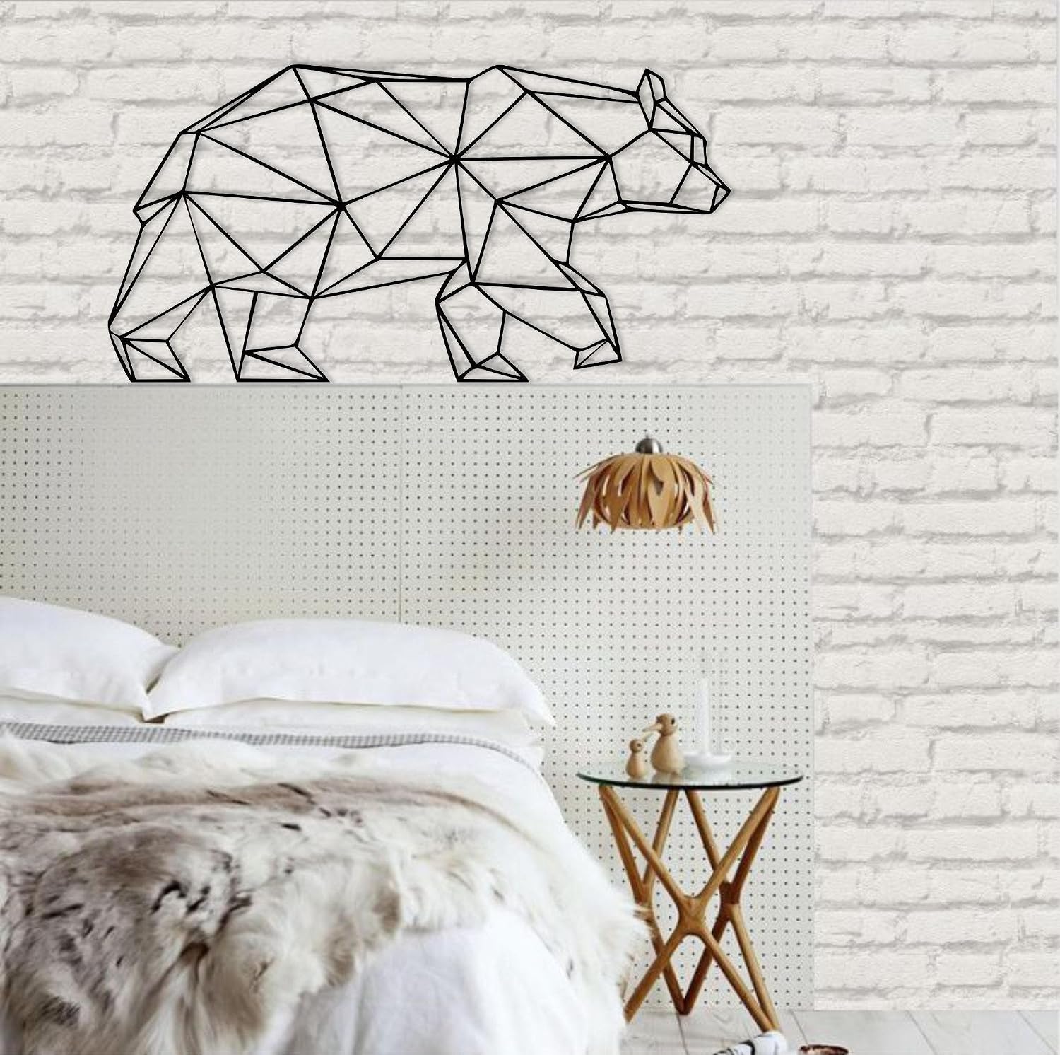 DEKADRON Metal Wall Art - Geometric Bear -3D Wall Silhouette Metal Wall Decor Home Office Decoration Bedroom Living Room Decoration (30" W x 15" H/76x38cm)