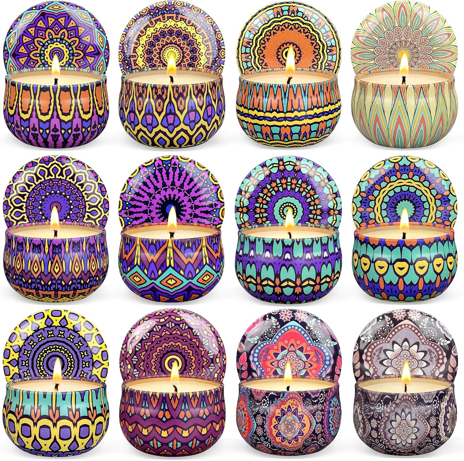 Scented Candles Gift Set, 12 Pack Candles for Home Scented, 300 Hour Long Lasting Soy Candle, Birthday Gifts for Women, Aromatherapy Candle for Stress Relief, Relaxation, Bath, Yoga