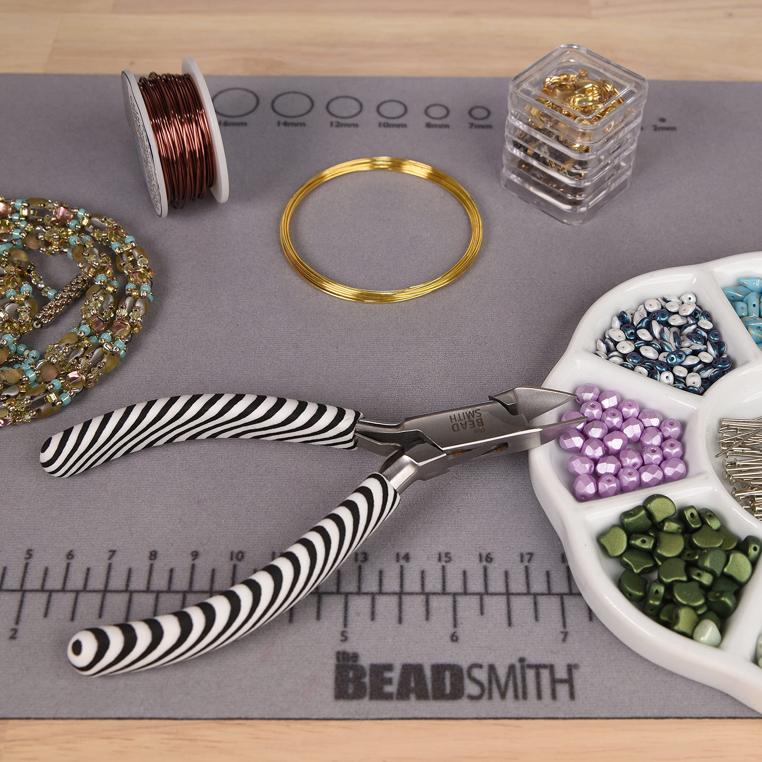 The Beadsmith Frez boczny – nadruk zebry – 152 mm – wygodny uchwyt z podwójnymi sprężynami – narzędzie do tworzenia bransoletek, kolczyków i naszyjników