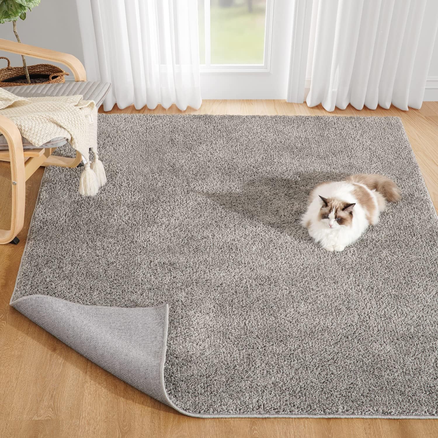 Solid Shag Rug 3x5 Rugs for Living Room Large Machine