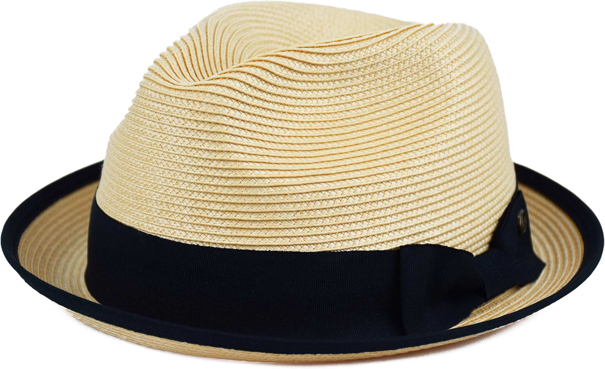 Mens Summer Fedora Hat Poly Braid Bound Edge Crushable Porkpie Hat