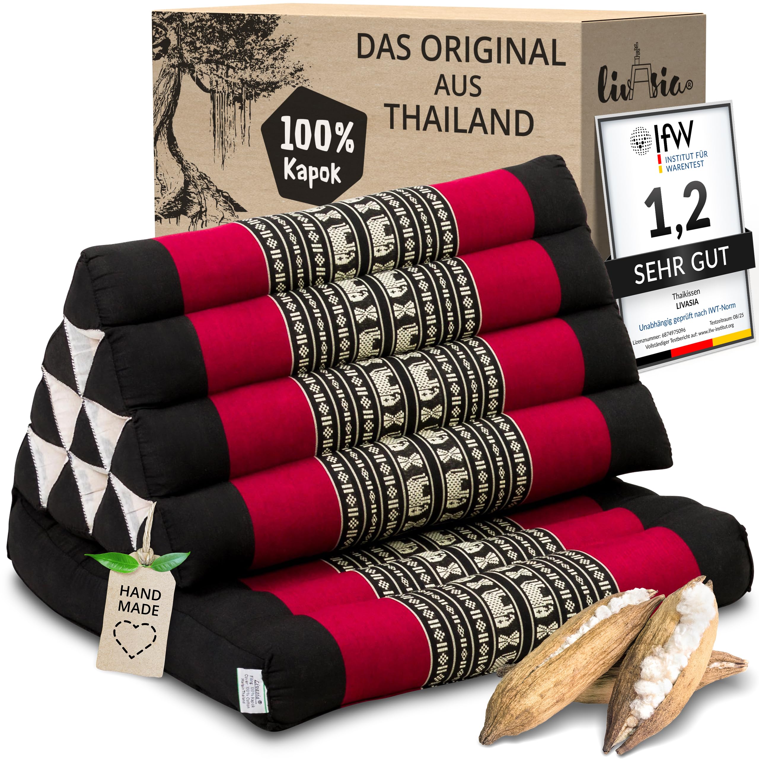 livasia Thaikissen mit 1 Auflage – Thaikissen Dreieckskissen – Produktbeschreibung
