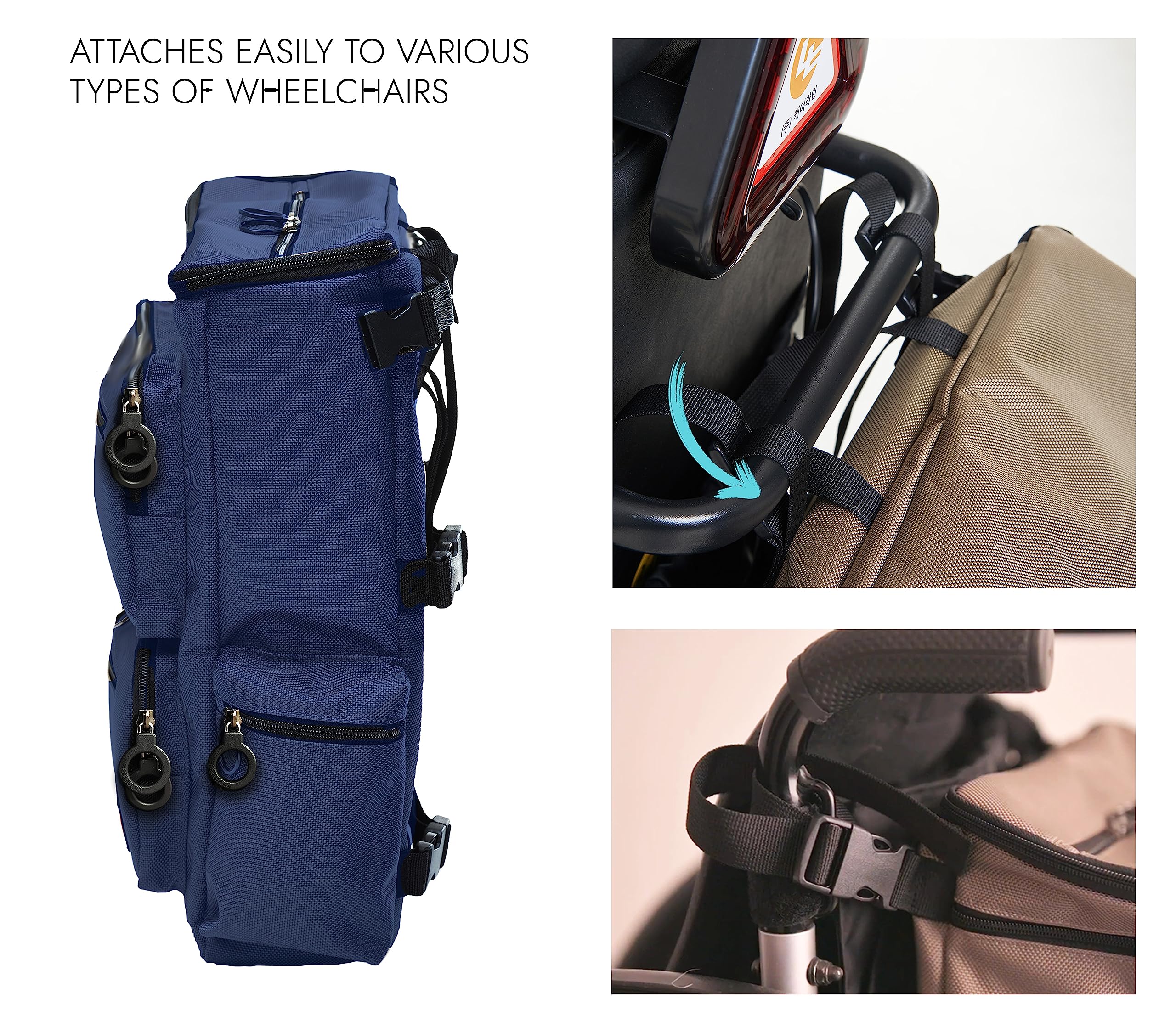 FEELDOM Classic Wheelchair Backpack - Medium, Dark Navy - Scooter