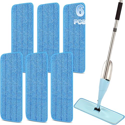 Miniatura 8 de Paquete de 6 cabezales de repuesto de trapeador de microfibra para mopas húmedas y secas, repuestos de repuesto reutilizables para el sistema de