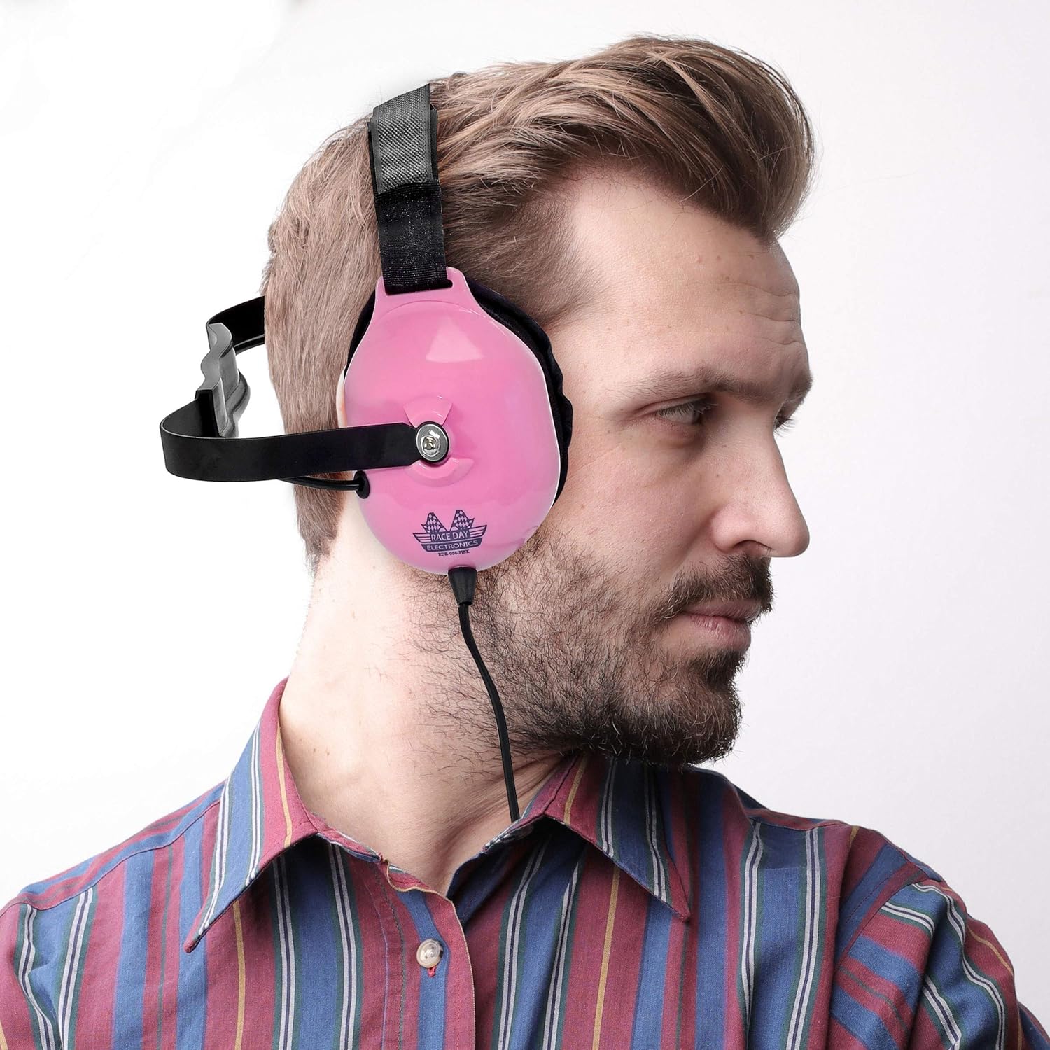 Noise-Reducing Race Scanner Headphones - Pink - High-Fidelity Sound, Comfortable Fit, RDE-058-PINK