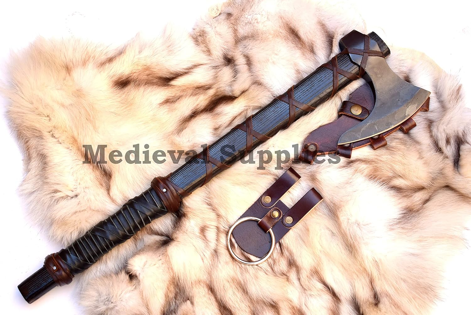 Forged Viking Axe with Celtic Knife, Valhalla Series Tomahawk Axe with Ironwood Handle, Whether You're Hiking or Camping, Survival, bushcraft Hatchet Axe ensures You're Always Prepared for Adventures