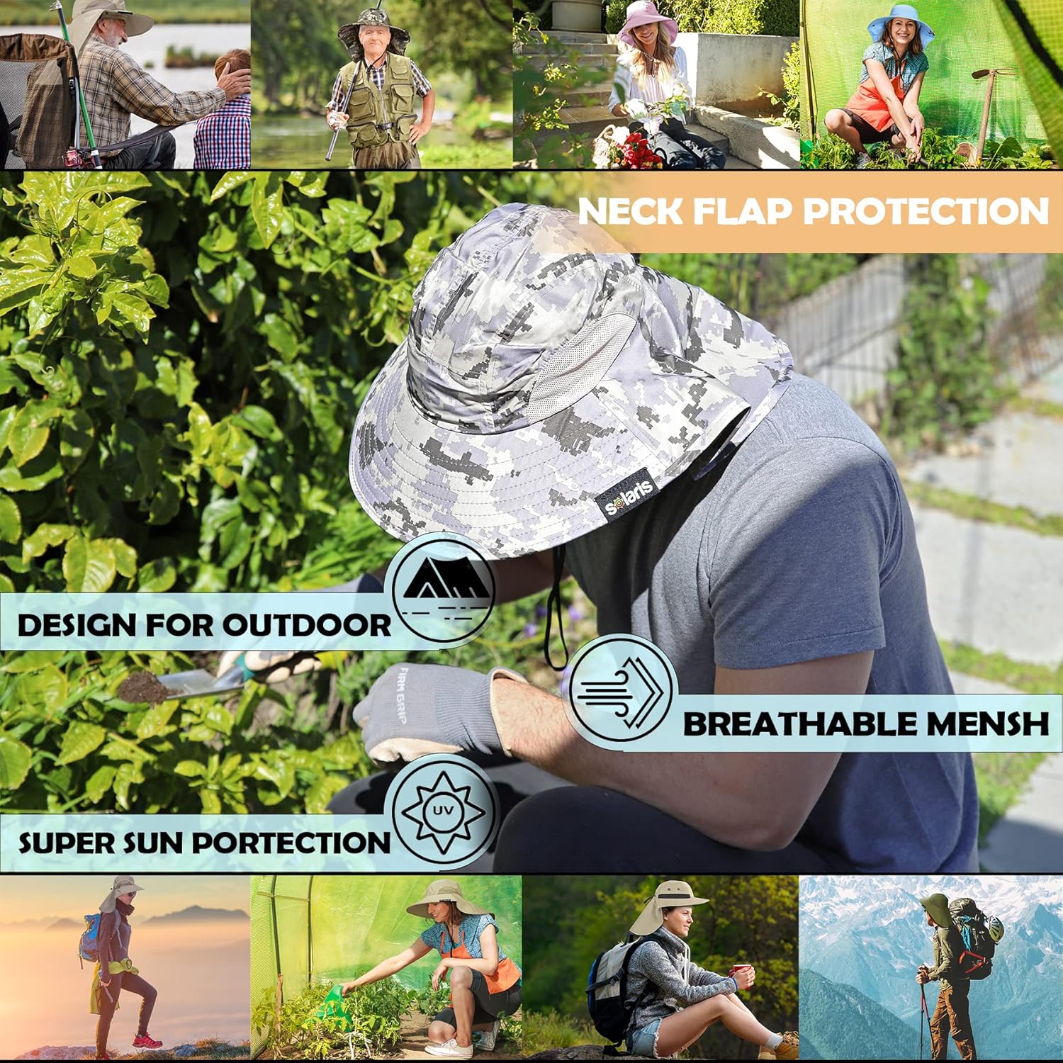 Solaris Sun Hat with Neck Flap, UPF 50 Sun Protection Lightweight Sun Cap for Men Women, Wide Brim Hat for Fishing Hiking - Image 6