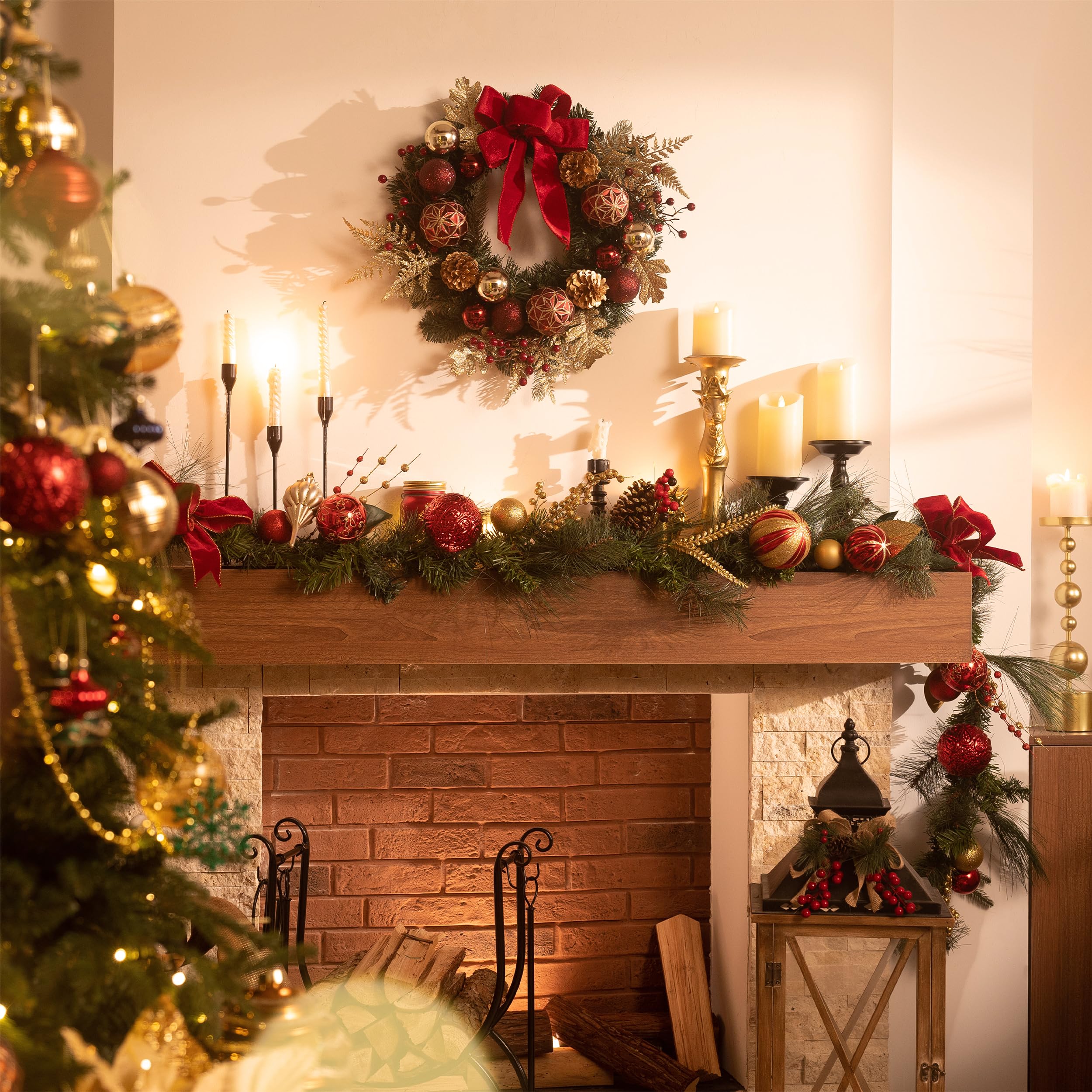 Guirxiété De Noël En Rotin Avec Lumières, Décorations De Noël De Luxe, Fête à La Maison, Fournitures D'arbre, E2, 2.6m, 2023