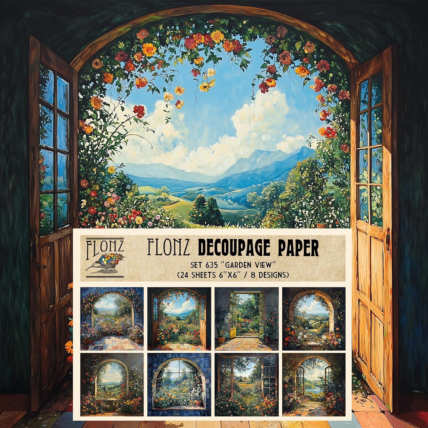 Decoupage Paper Pack (24 Sheets 6"x6") Wicca Secret Room # Vintage Styled Pattern Paper for Decoupage, Craft and Scrapbooking