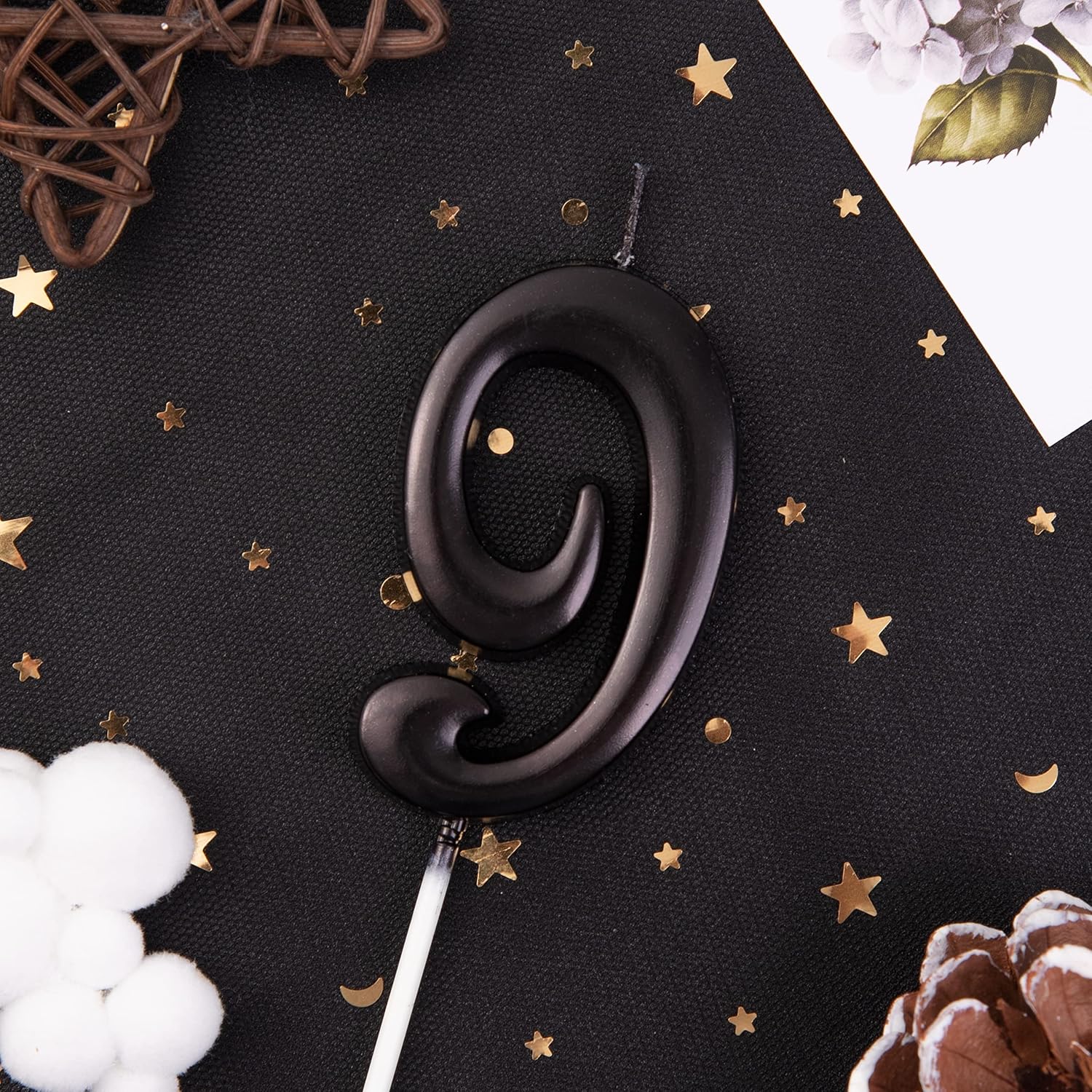 PHD Elegant Black 2.76 Inch 9 Number Birthday Candles for Party Celebration image 2