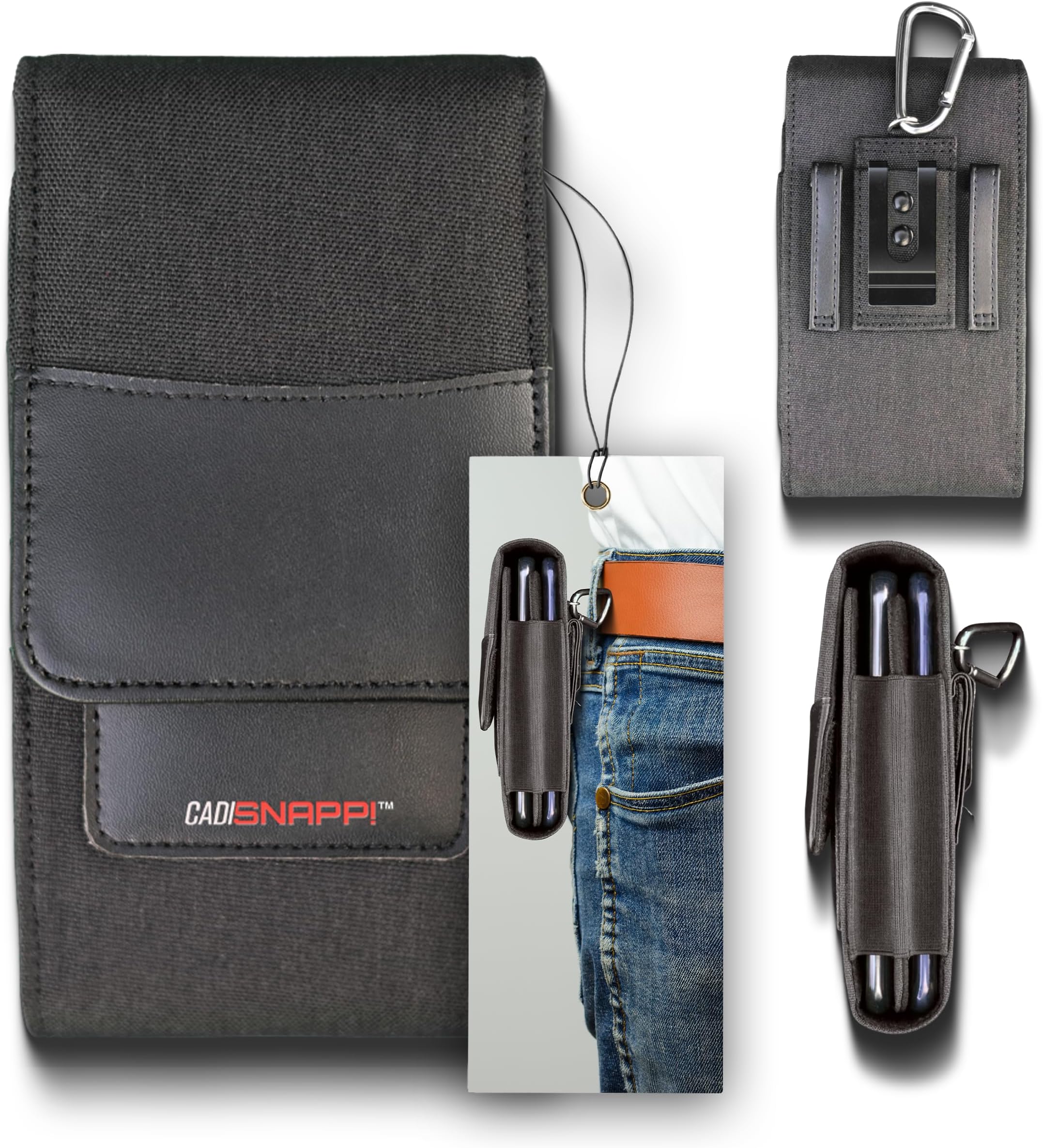 Universal Dual-Cellphone Holster & Belt Clip/Loop | Adaptable for CELLSNAPP!™ Users | Fits All iPhone, Android Samartphones | The Only Complete 2 Phone Solution Suite of Products
