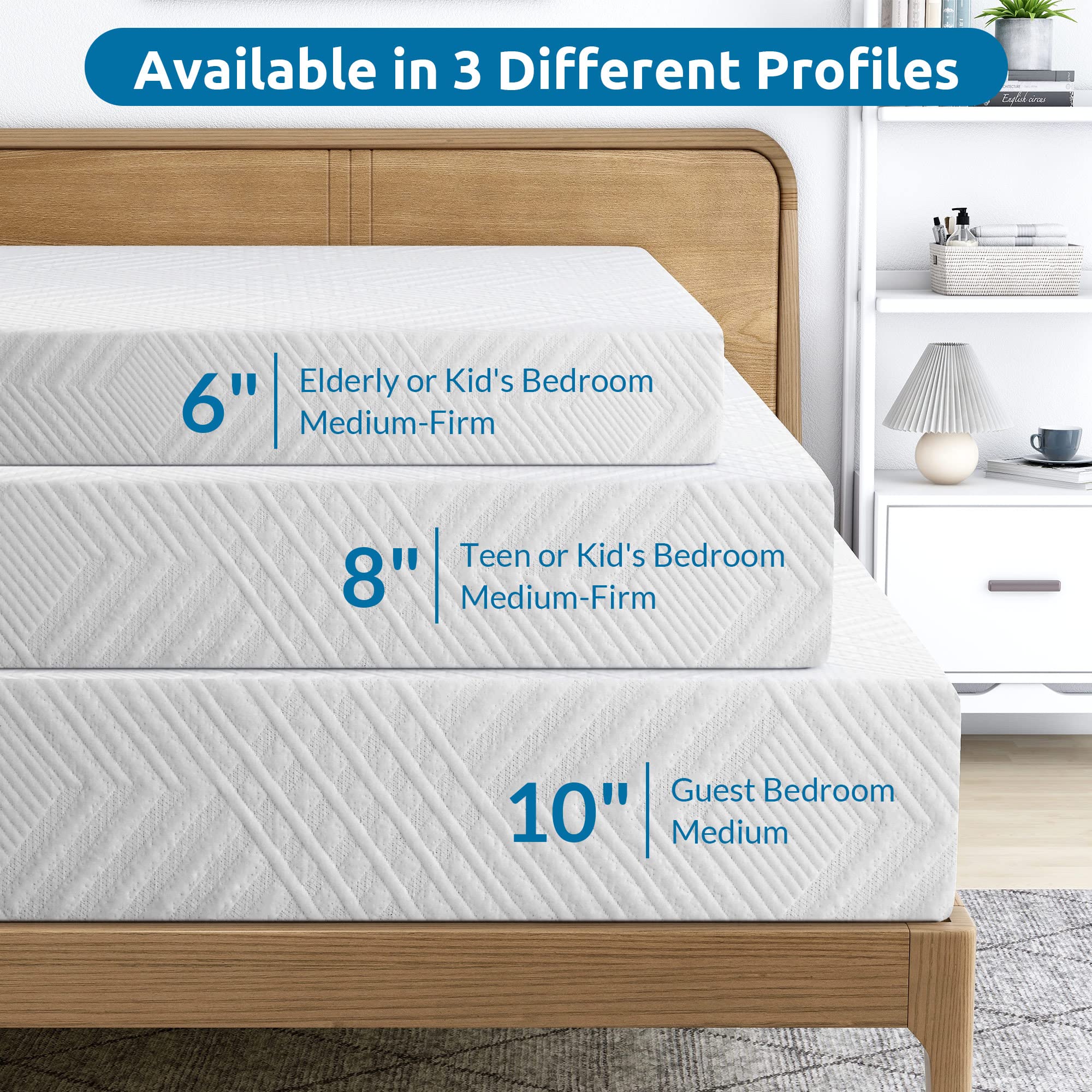 LIFERECORD 8 inch Queen Mattress in a Box, Gel Memory Foam Mattresses