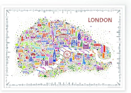 ALFALFA NY - Póster icónico de Londres de 27 x 40 pulgadas, decoración de pared de la habitación de los niños, iconos coloridos originales