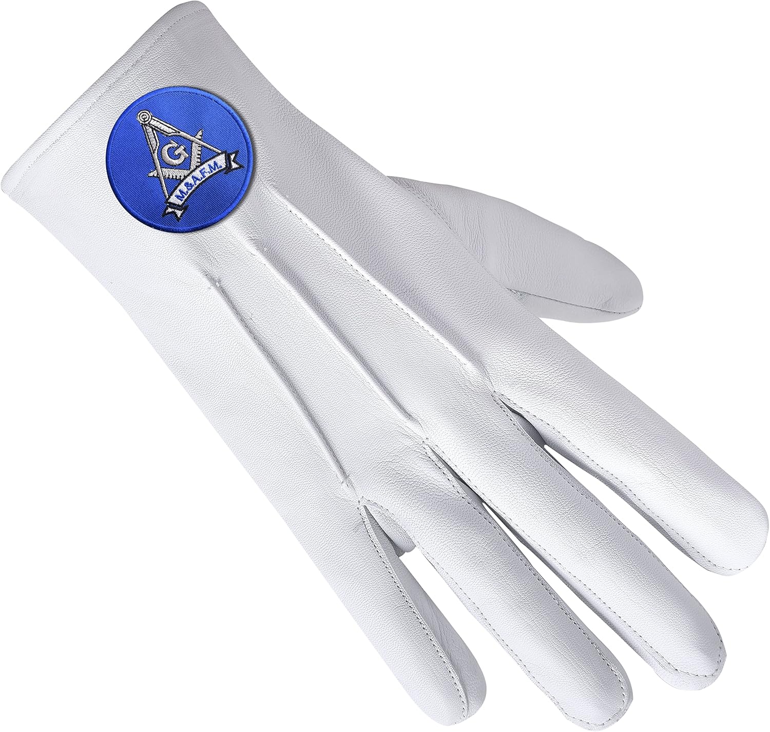 BRICKS MASONS Master Mason Blue Lodge Glove - Leather With Blue Round Patch