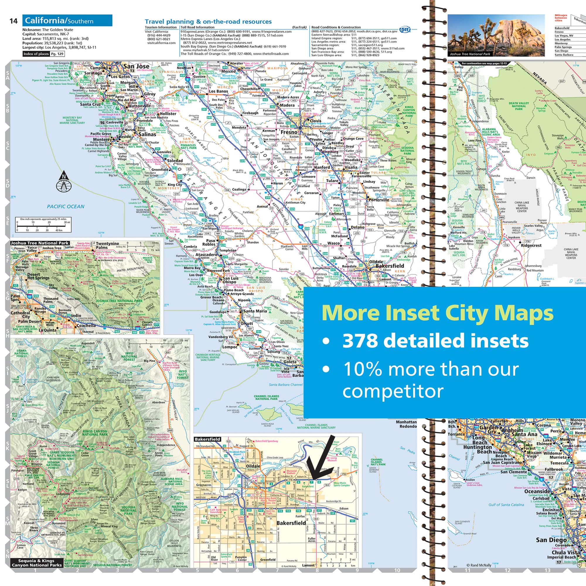 Road atlas comparison chart showing 274 pages vs 169
