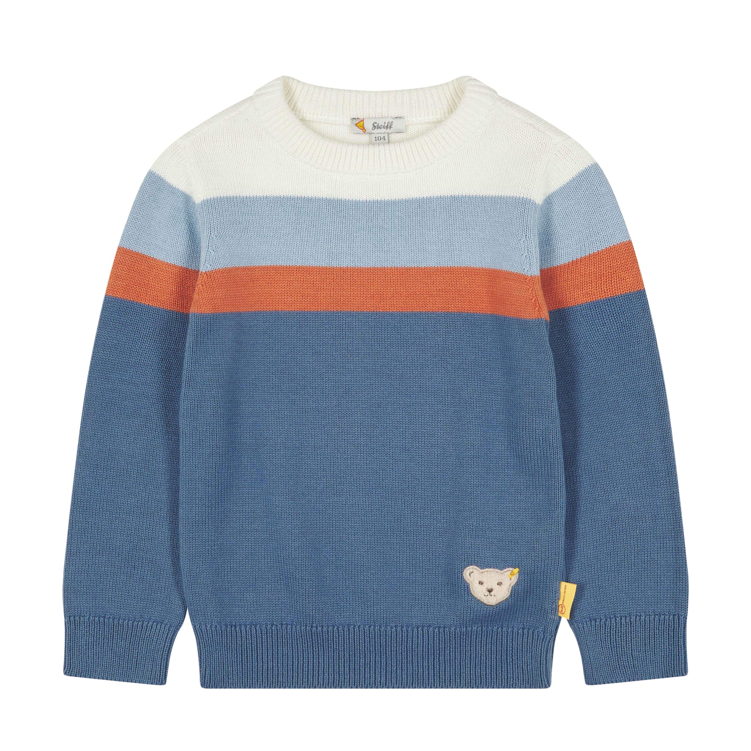 Steiff Pull Sweater Garçon en maille bleue pour enfant