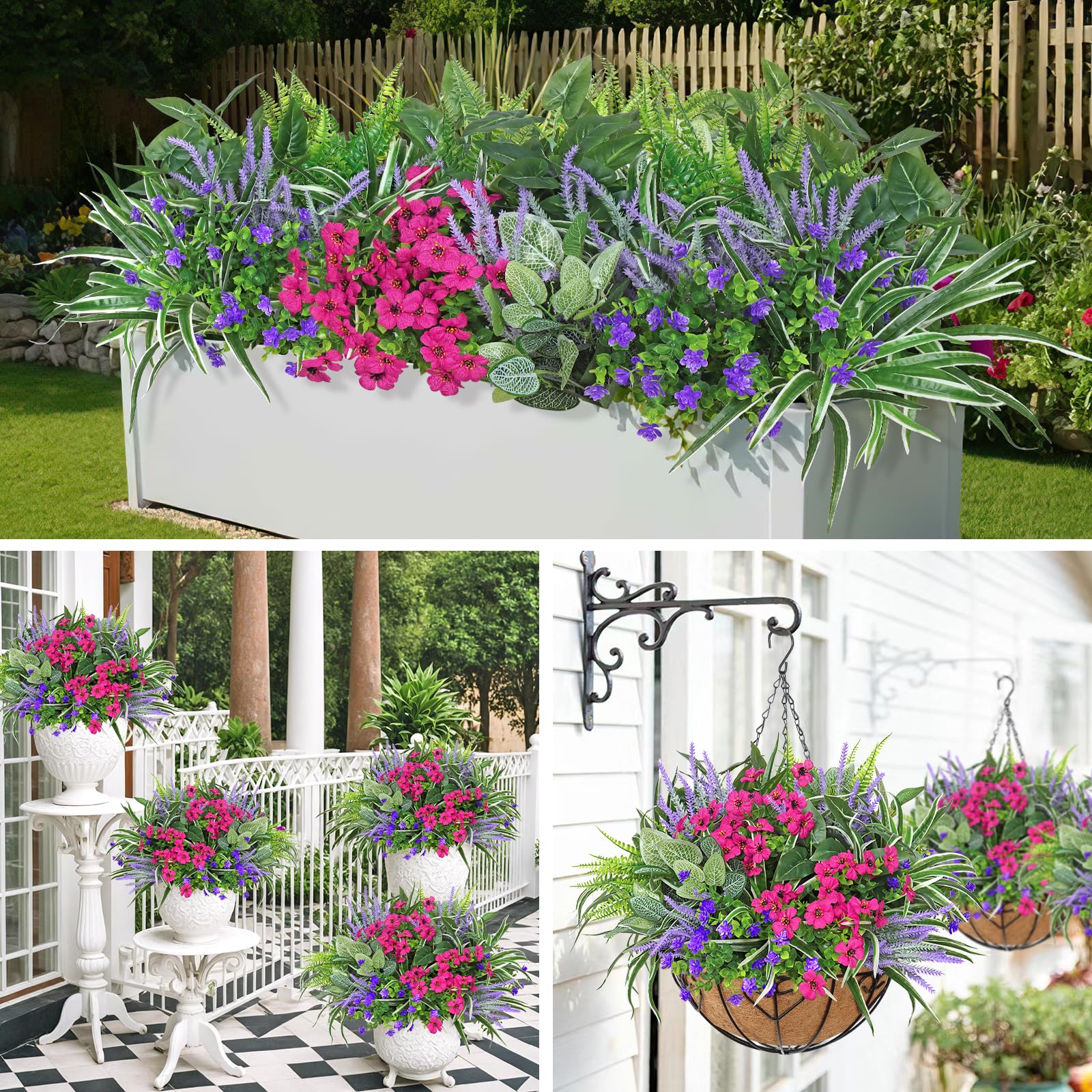 Piante Finte da Esterno 20 Fasci Fiori e Pianta Artificiale Cespuglio Finto da Esterno Arbusti Verdi Resistenti Ai Raggi UV Lavanda Finta Per Decorazioni Casa Soggiorno Balcone Vaso Giardino