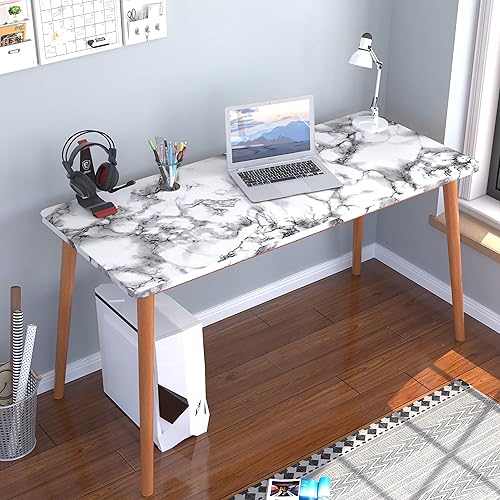 Miniatura 5 de VOLEAAR Papel de contacto de mármol blanco y negro de 11.7 x 393.7 pulgadas, papel tapiz de mármol para despegar y pegar, impermeable, autoadhesivo,