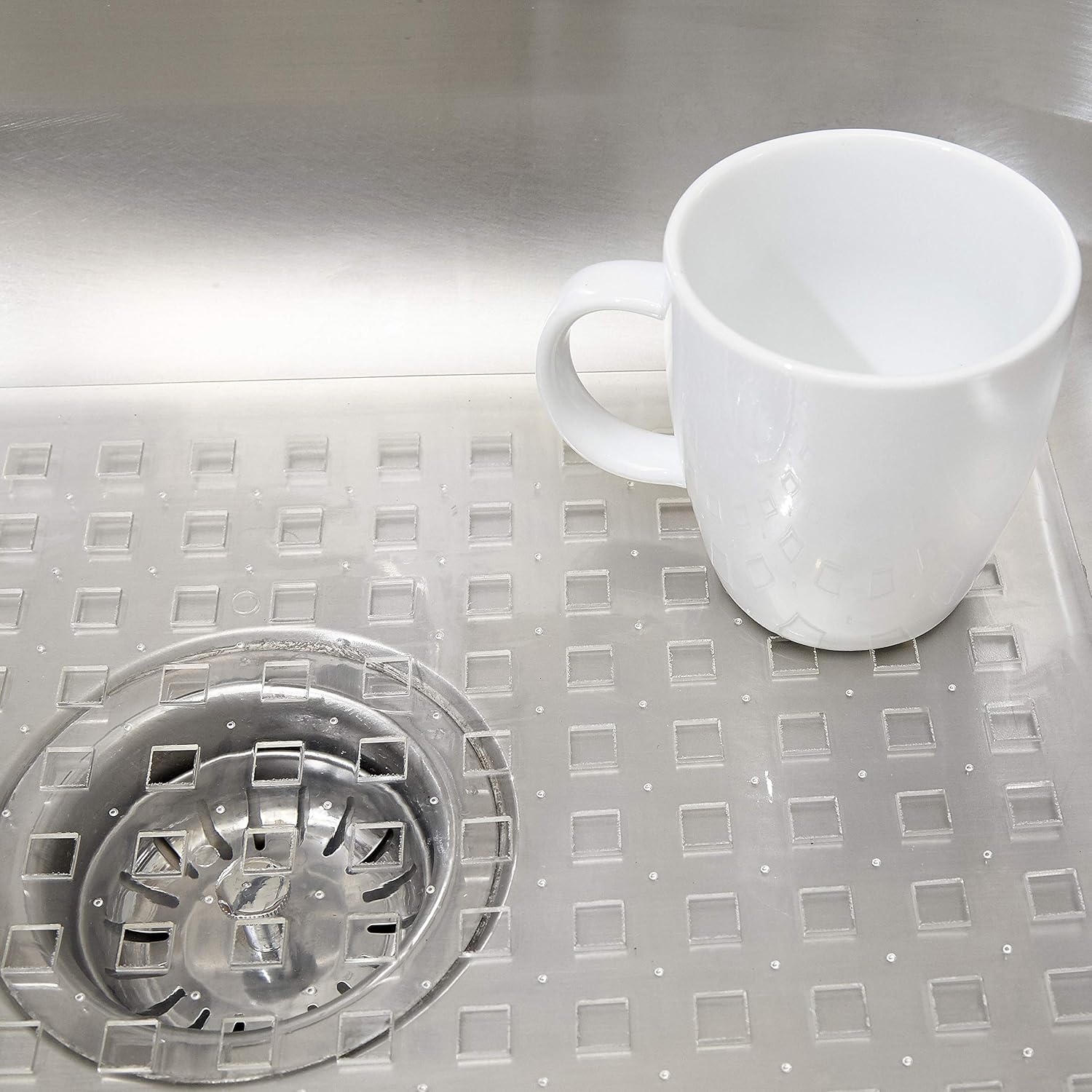 Better Houseware Clear Sink Mat - 12” x 16” - Heavy Duty PVC, Non-Slip, Dishwasher Safe, BPA-Free Sink Protector, Durable, Cut to Fit, Sink Mat for Kitchen Sink & Dishware Protection