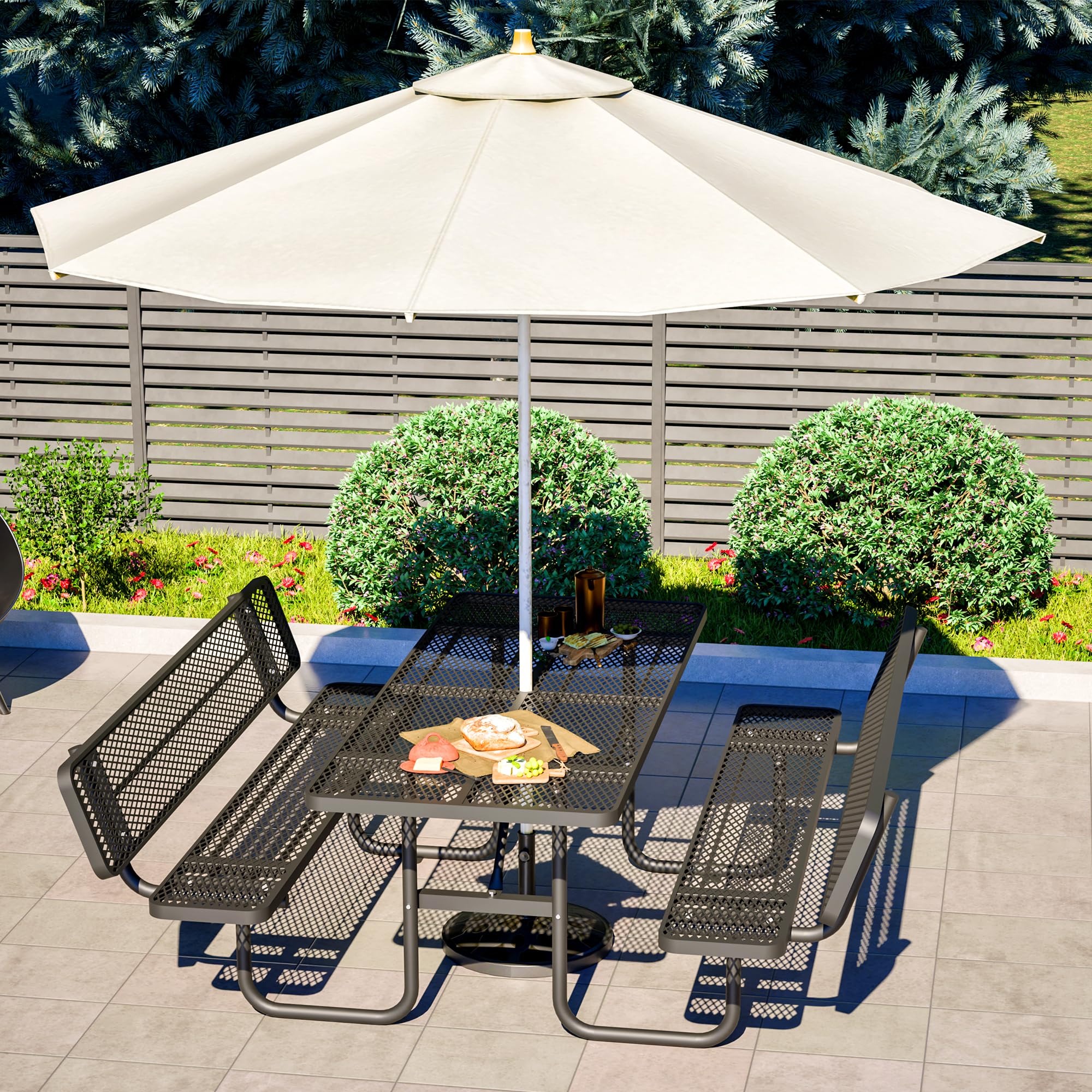 QUAWIP Outdoor Picnic Table with Umbrella Hole