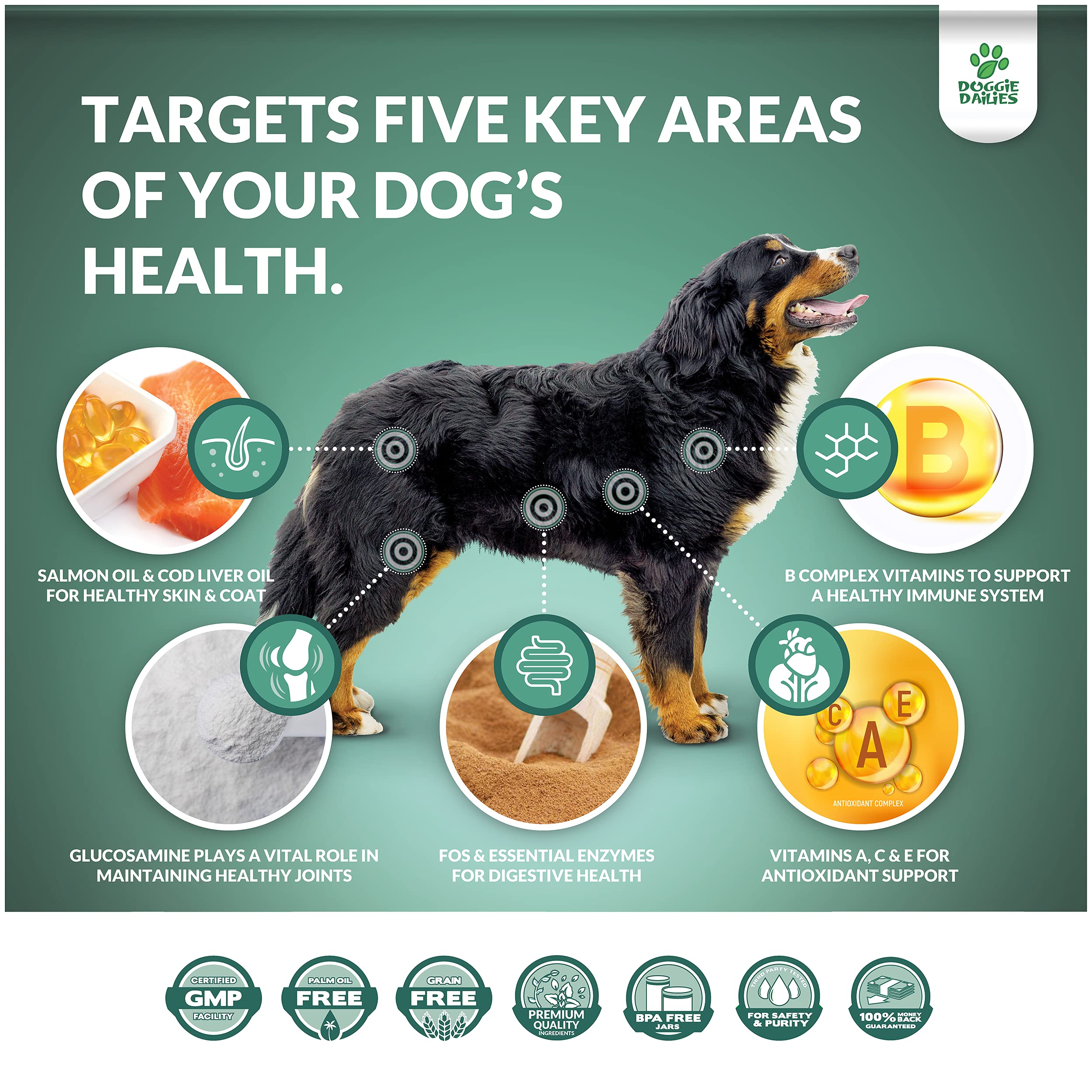 Doggie Dailies 5 in 1 Multivitamin for Dogs, 225 Soft Chews, Dog