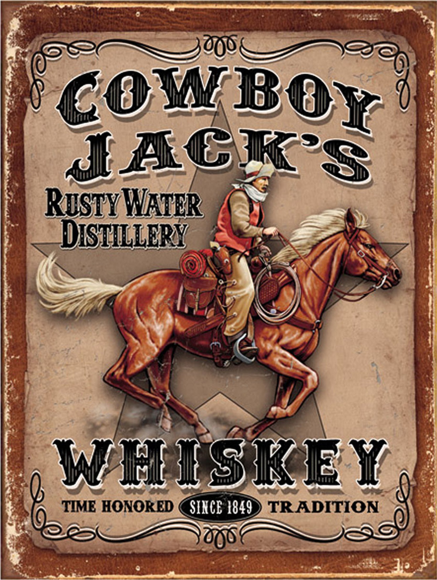 Shawprint Limited Mixed Shawprint Cowboy Jacks Whiskey Bar/Pub Man Cave Sign Retro Metal Tin Wall Plaque Sign Novelty Gift
