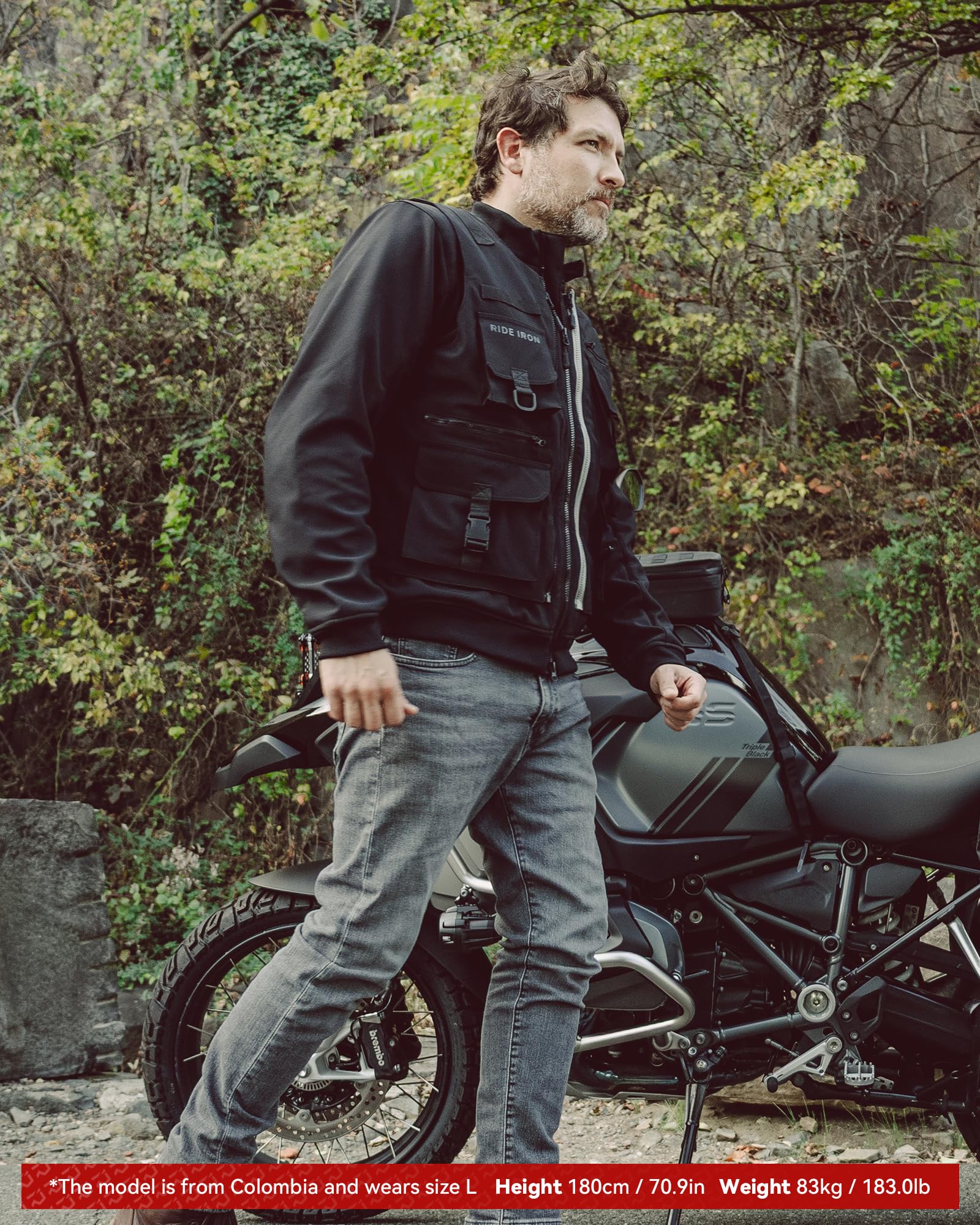 RIDEIRON Vestes Moto Hommes Hiver 3 en 1 Équipement Protection Adapté au Cyclisme Randonnée Sports de Plein Air Noir