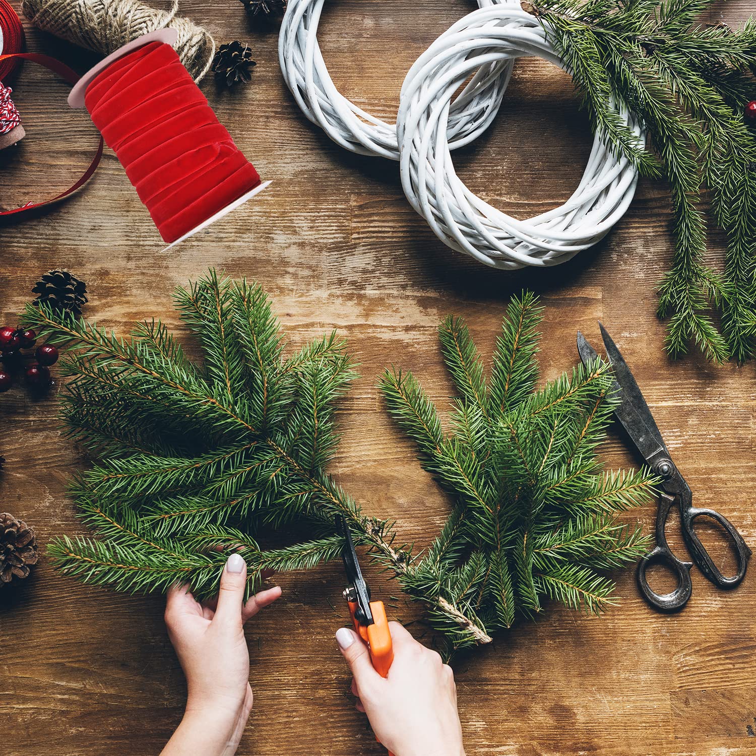 GEEHUA 2 Rollen 20 M Kerst Fluwelen Lint, 9,5 Cm Rood Groen Fluwelen, image size:1500x1500