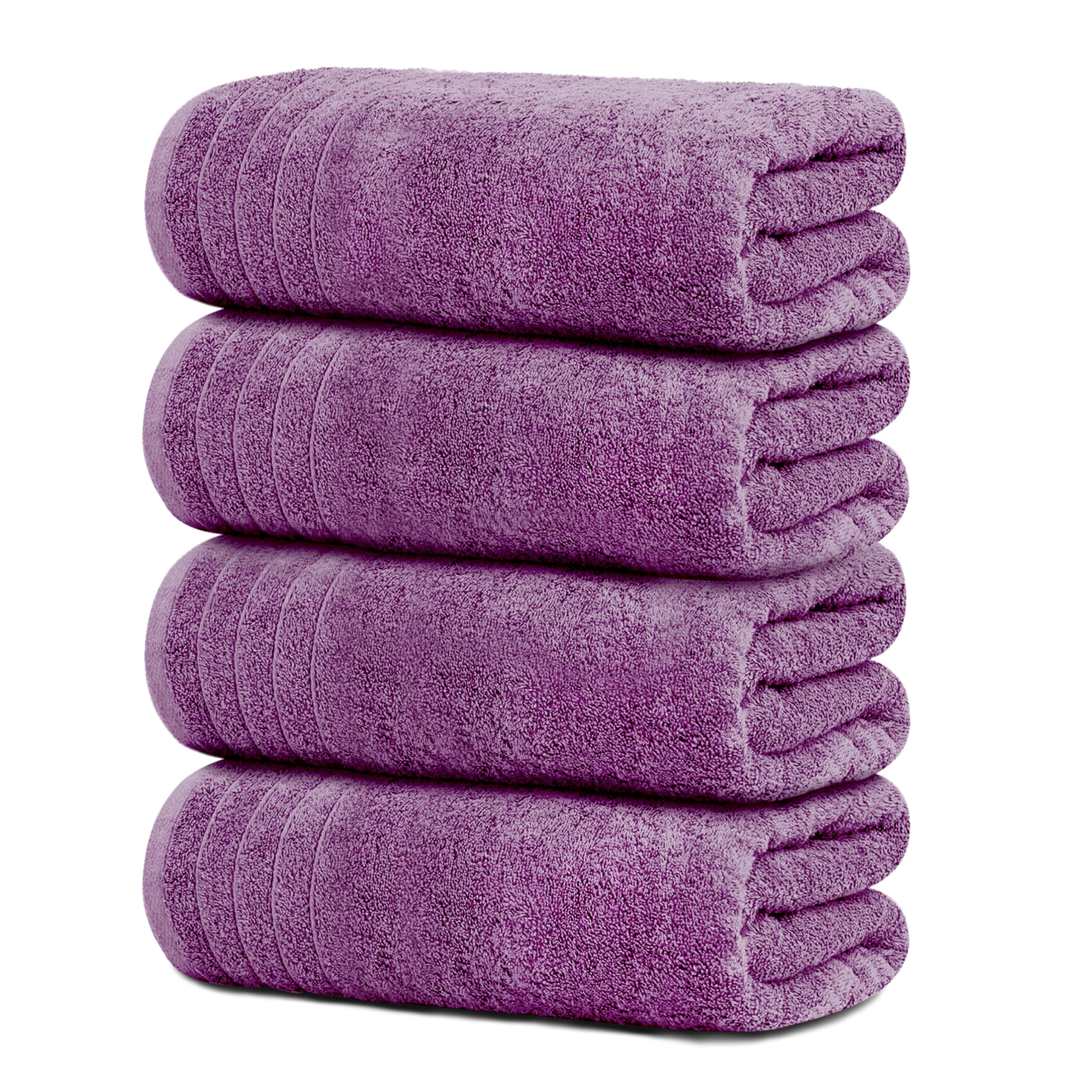 Tens Towels Pack of 4 Extra Large Bath Towels 30 x 60 Inches, 100% Cotton, Larger & Lighter Weight, Quicker to Dry, Super Soft and Absorbent, Perfect for Bathroom,: Purple