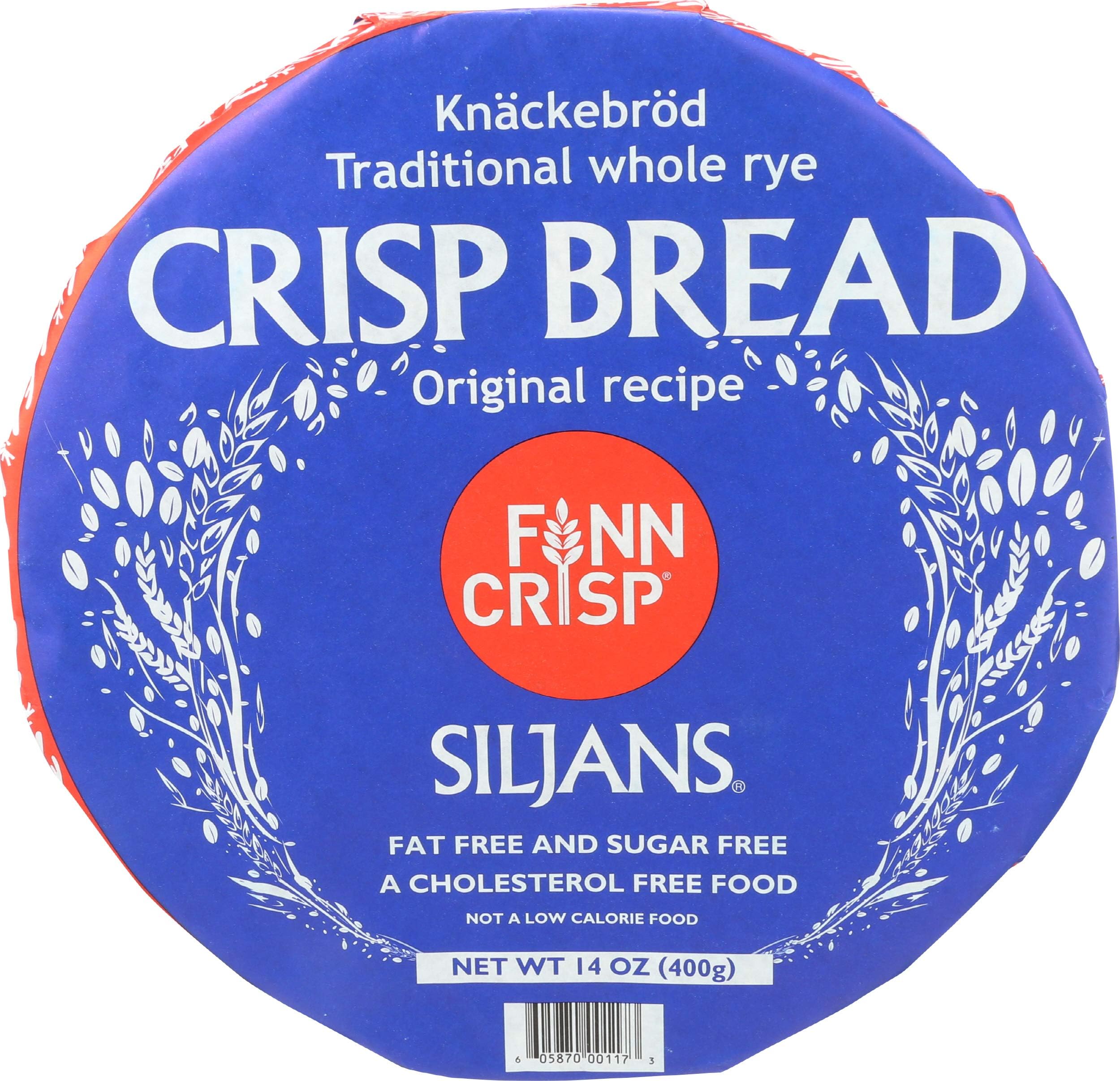 Finn Crisp Siljans Round Rye Crispbread 14oz | Knäckebröd From Finland | Multipack of Authentic Finnish Sourdough Crispbreads | Rye Hardtack | Large Finnish Rye Bread Rounds [14oz, 4 wheels]