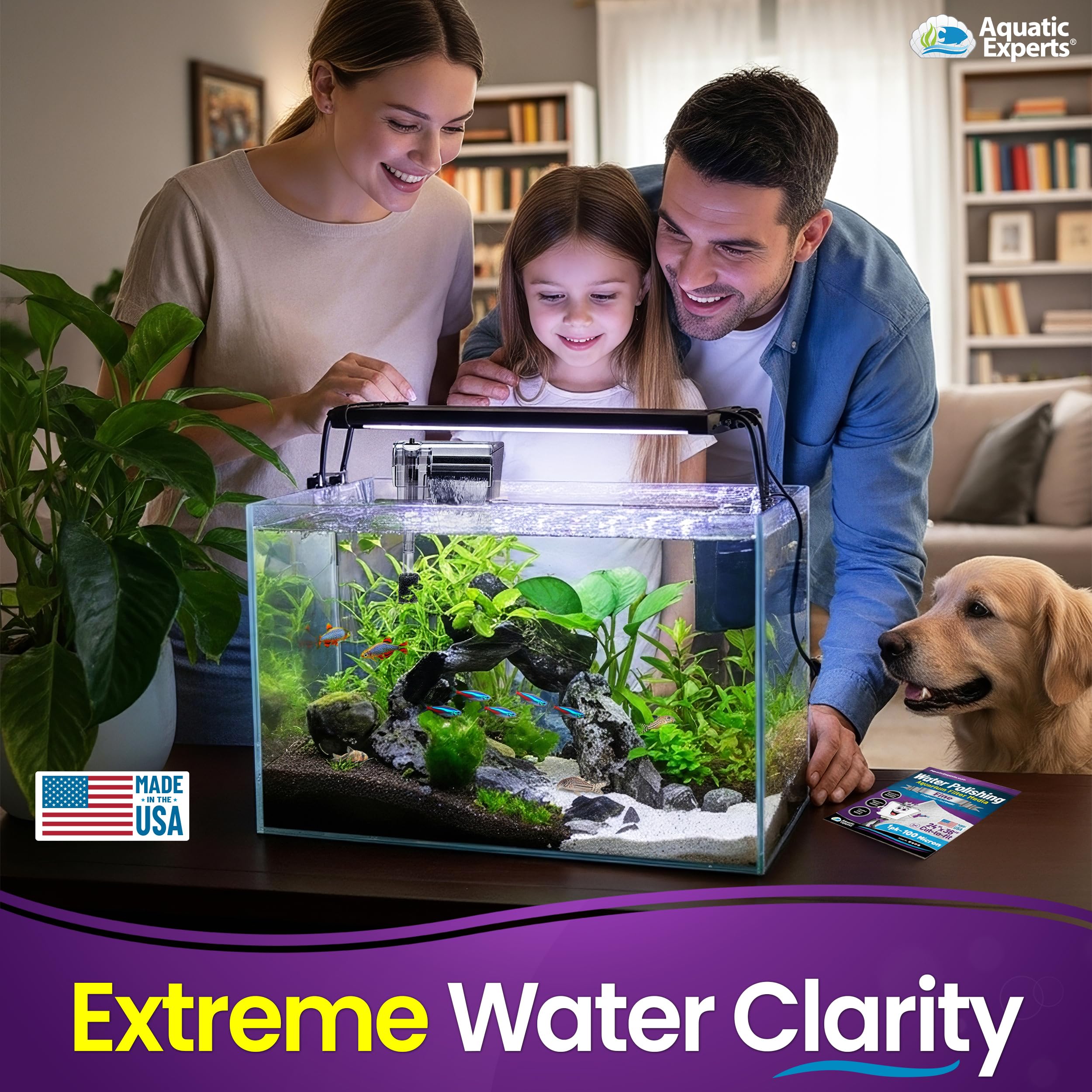 Aquatic Experts Tampon filtrant de polissage pour aquarium, fil filtrant pour filtres d'aquarium, (200 microns, 61 x 91,4 cm – 1 pièce)