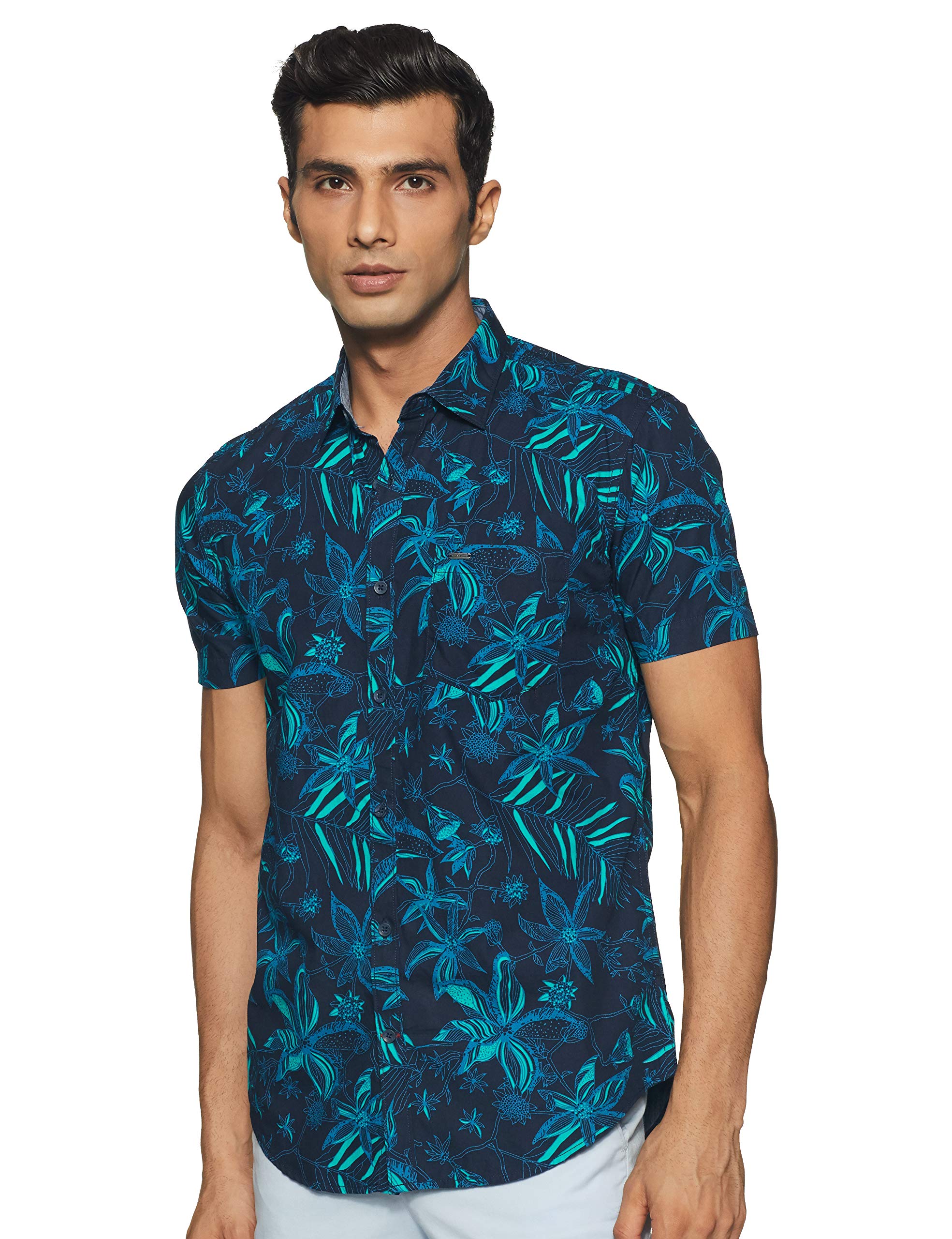 EASY BUY Men's Slim Shirt (SU20CF71MT_Navy M)
