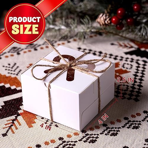 Miniatura 6 de JOYIN 36 cajas de galletas de Navidad, cajas blancas con ventana de 4 x 4 x 2.5 pulgadas, caja de regalo de panadería para Navidad, fiestas,