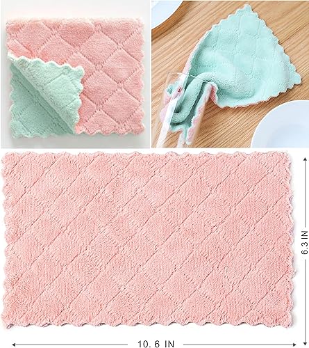 Miniatura 6 de Paquete de 10 paños de cocina, toallas de microfibra para platos, paños de lavado, paños de cocina de terciopelo coral súper absorbentes, paños de