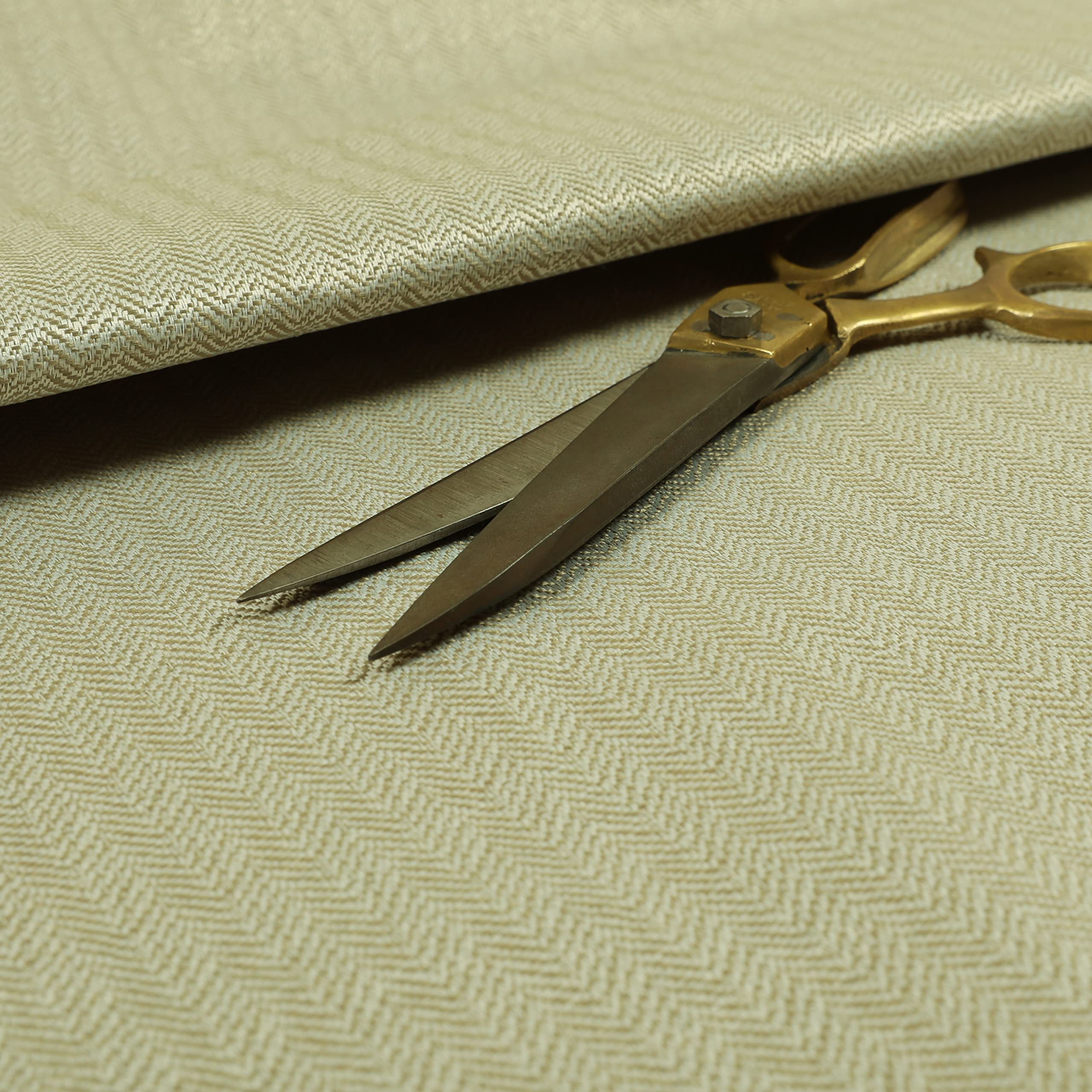 Redbrick Mill Fabrics Flame Retardant Herringbone Pattern Semi Plain Medium Weight Upholstery Fabric in Beige Colour (1 Metre)