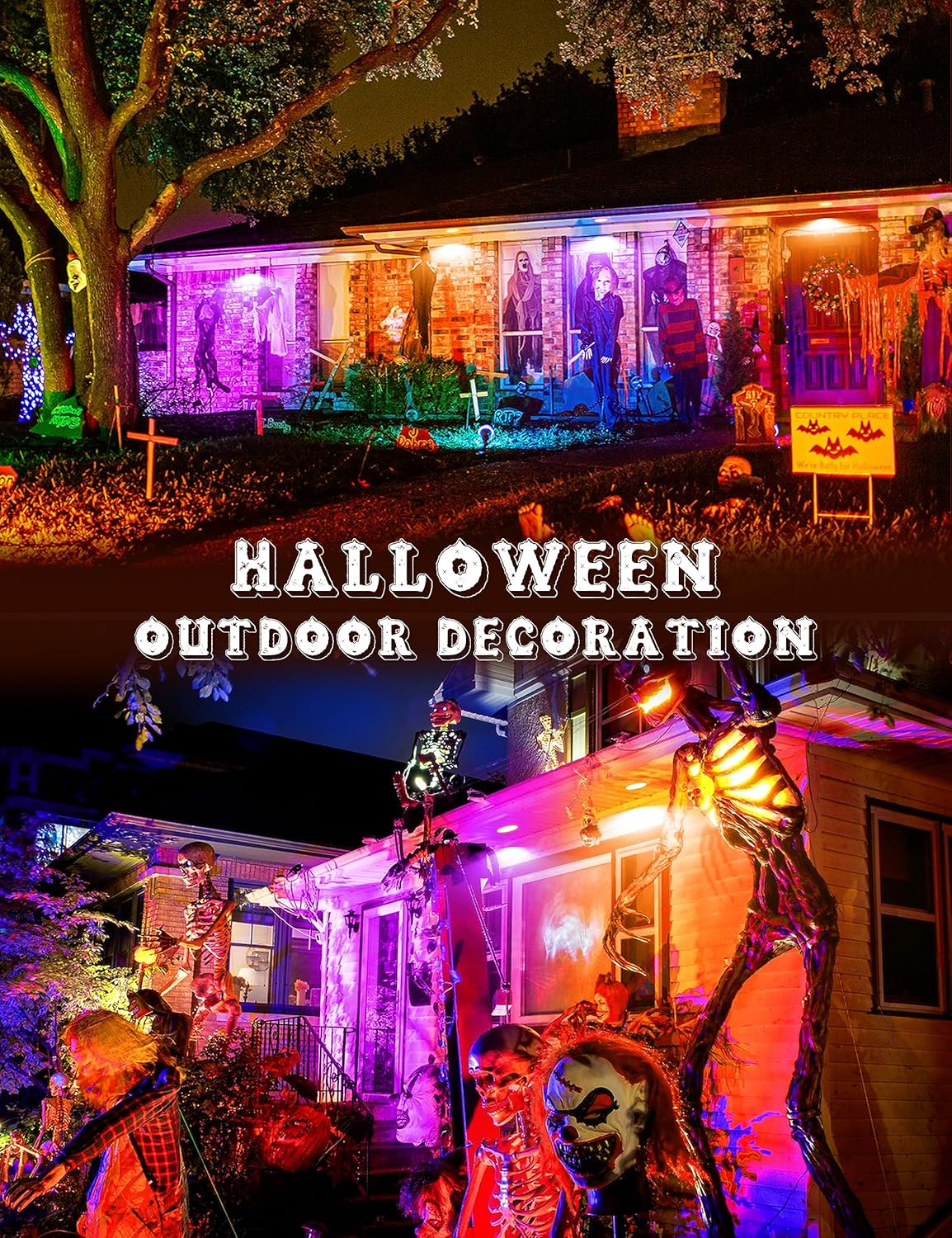 JandCase Orange and Purple Halloween Light Bulbs Outdoor, LED PAR30 Flood Lights 12W(100W Equivalent), E26 Colored Light Bulbs for Porch Lighting, Party Decor, Courtyard, Not-Dimmable, 2 Pack