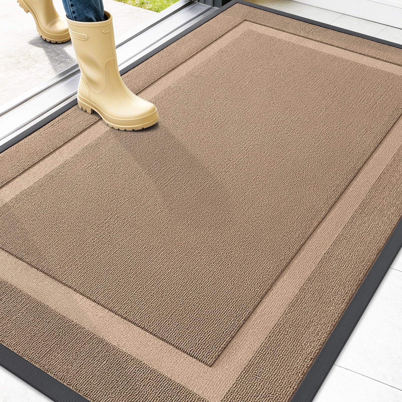 OLANLY Front Door Mat Outside 47x32, All-Season Heavy-Duty Rubber Doormat