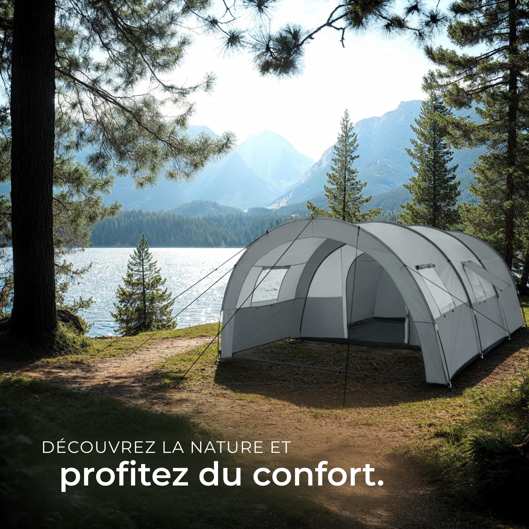 tectake® Tente de Camping Familiale XXL pour 6 Personnes avec moustiquaire Tente Trekking Equipement Montagne Festival Randonnée Pêche Plage Outdoor Camping Tent