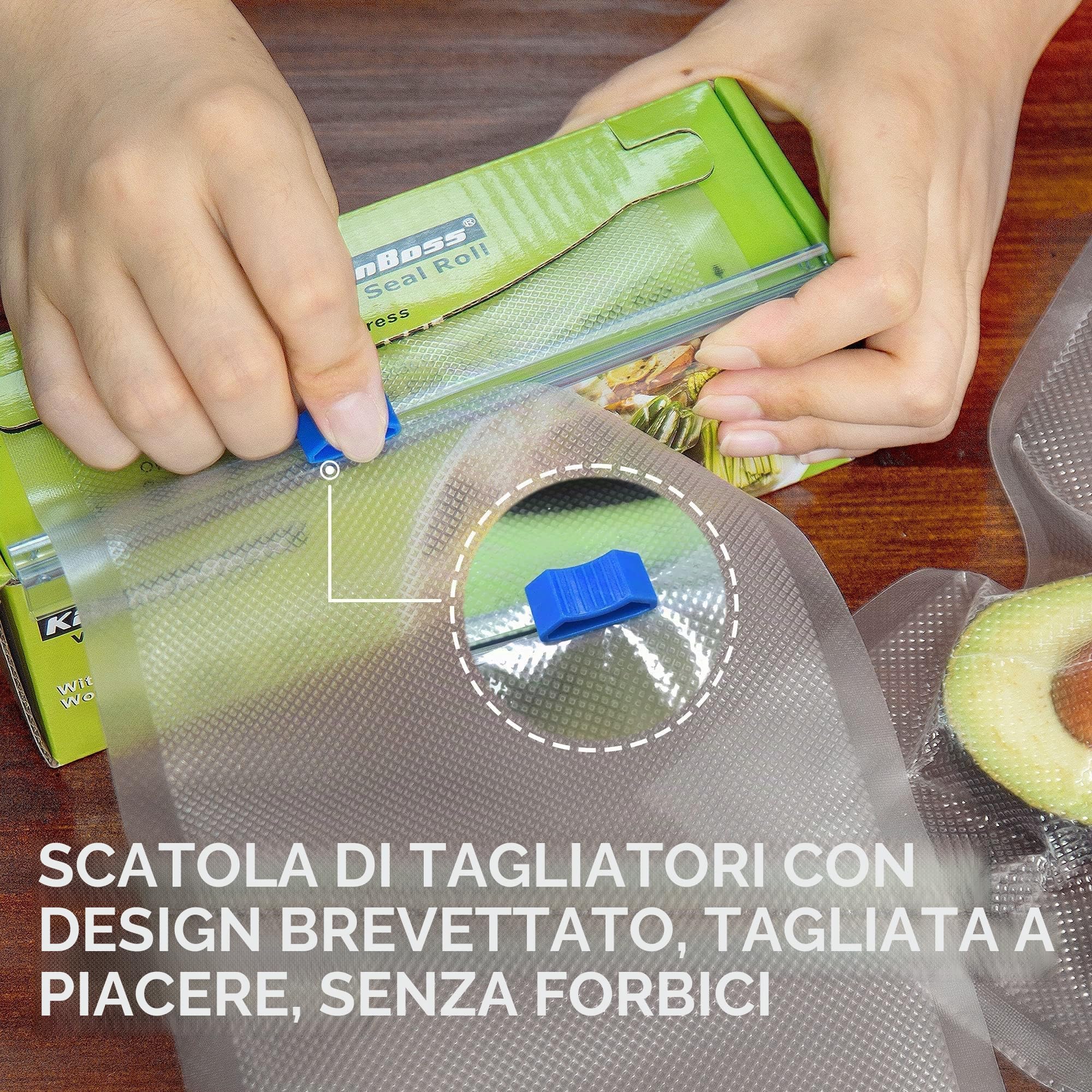 KitchenBoss Sacchetti per il Sottovuoto Alimenti, 3 Rotoli 20x500cm, Sacchetti Sottovuoto Alimenti, Rotoli per Sottovuoto Alimenti rotolo sottovuoto alimenti