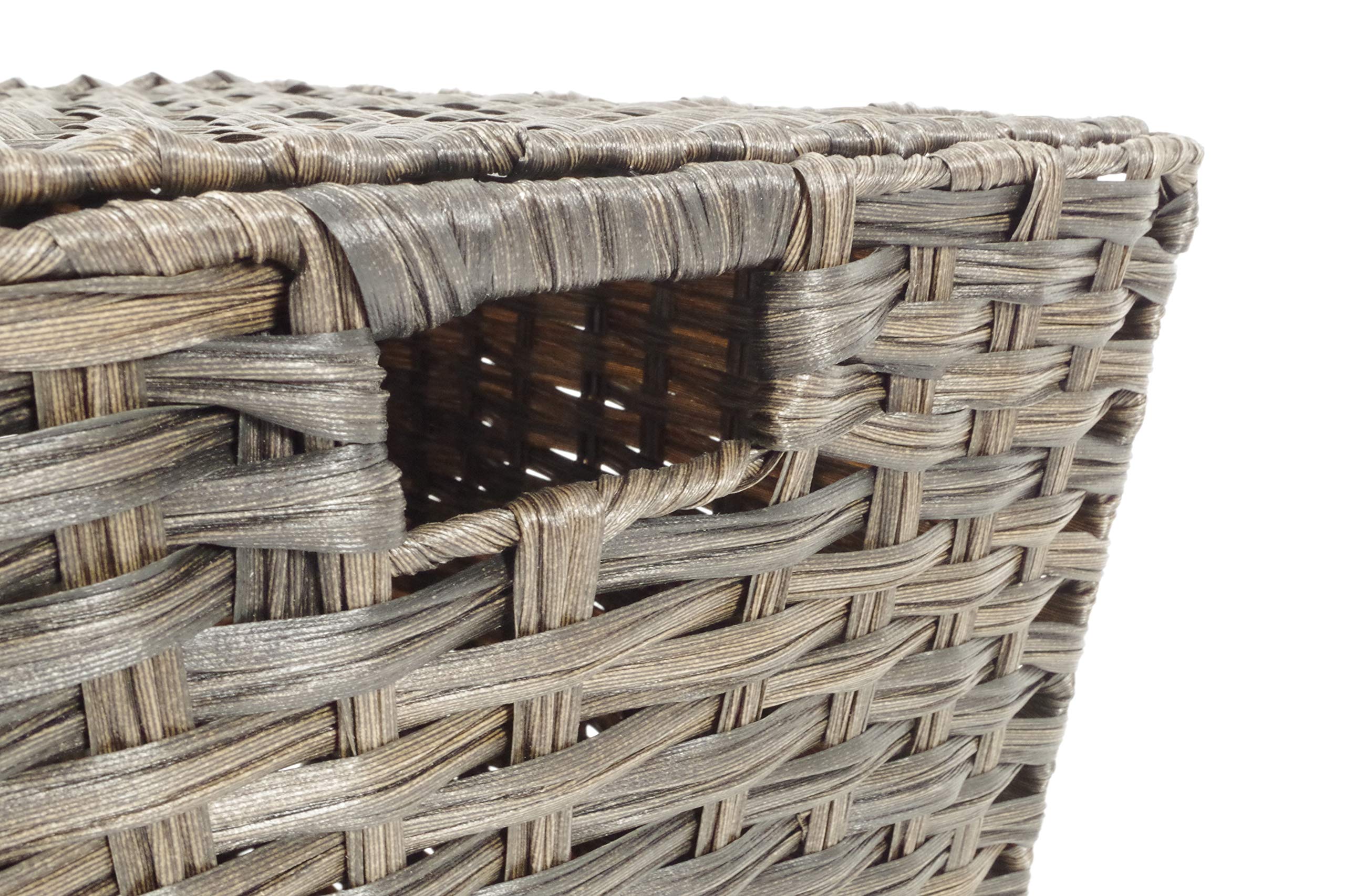 Kobolo Wäschebehälter mit Rollen aus braunem Polyrattan
