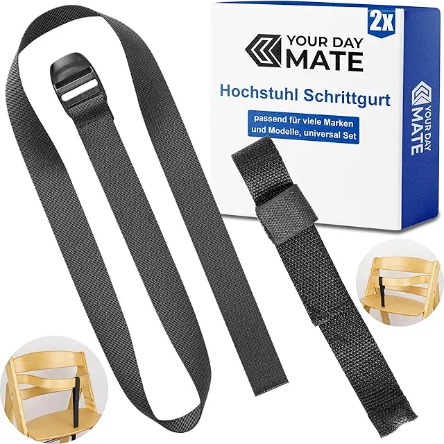 Schrittgurt für Hochstuhl - 2 Versionen in Schwarz - Kompatibel mit Hauck, Stokke, roba
