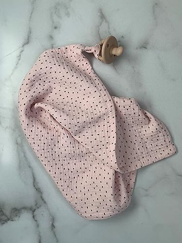 Miniatura 6 de LeylAri Manta de seguridad Lovey de muselina orgánica soporte para chupete fabricada en Estados Unidos rosa orquídea