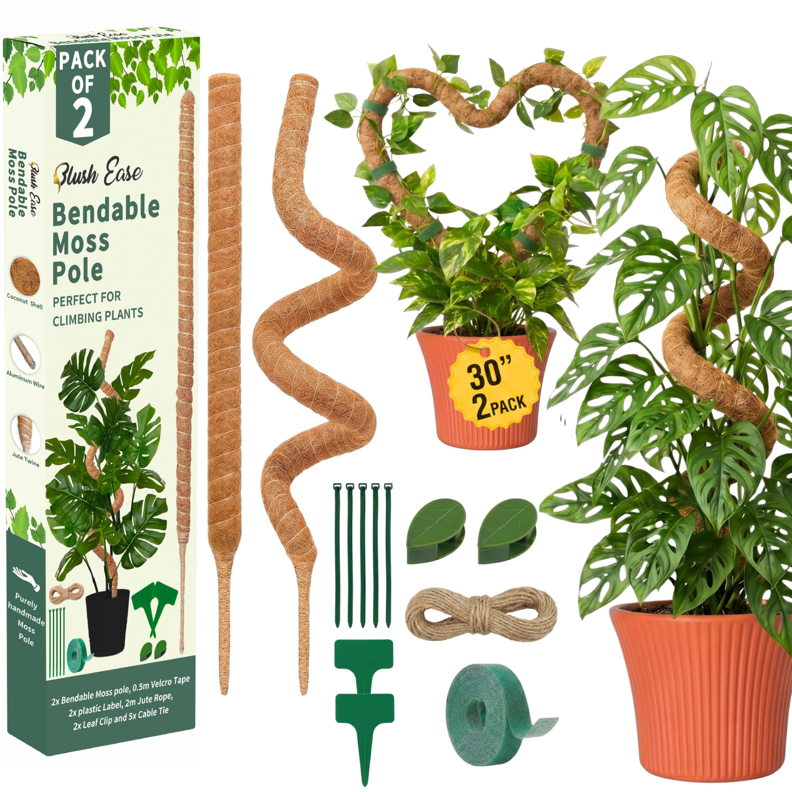 Amazon.com : 30 Inches Bendable 2 Pack Moss Pole Monstera Plant