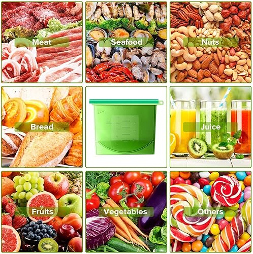 Miniatura 7 de Bolsa de alimentos reutilizable de silicona para sándwiches, frutas, carne, jugo, almuerzo, almacenamiento de aperitivos, grado alimenticio, apto