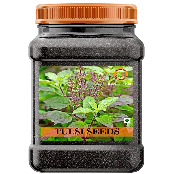 Kartik Export Tulsi Seeds [ Edible Basil Beej ] (400 Gram), Black