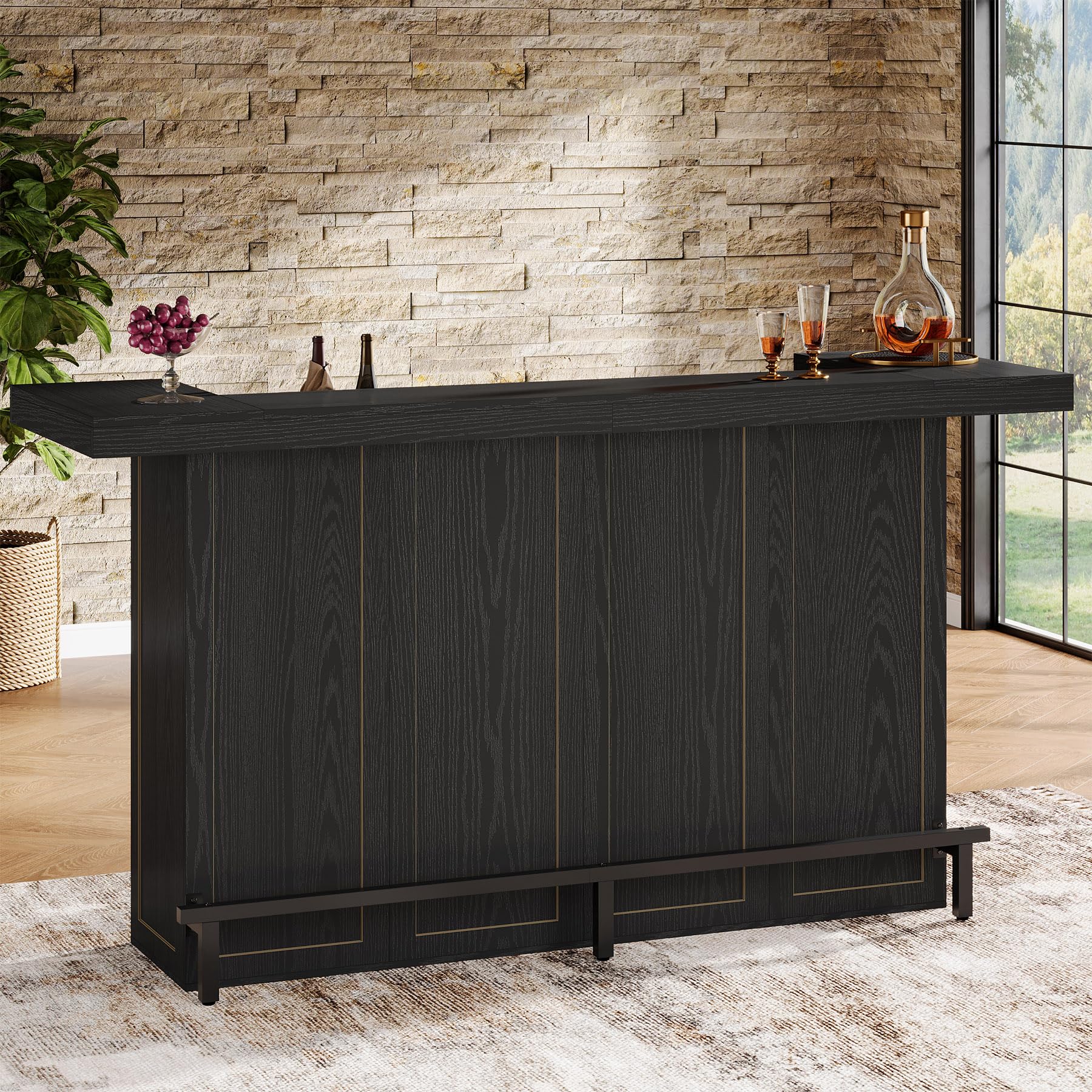 Assembled Tribesigns J0457 Bar Table in black, showcasing reka bentuk dan strukturnya.